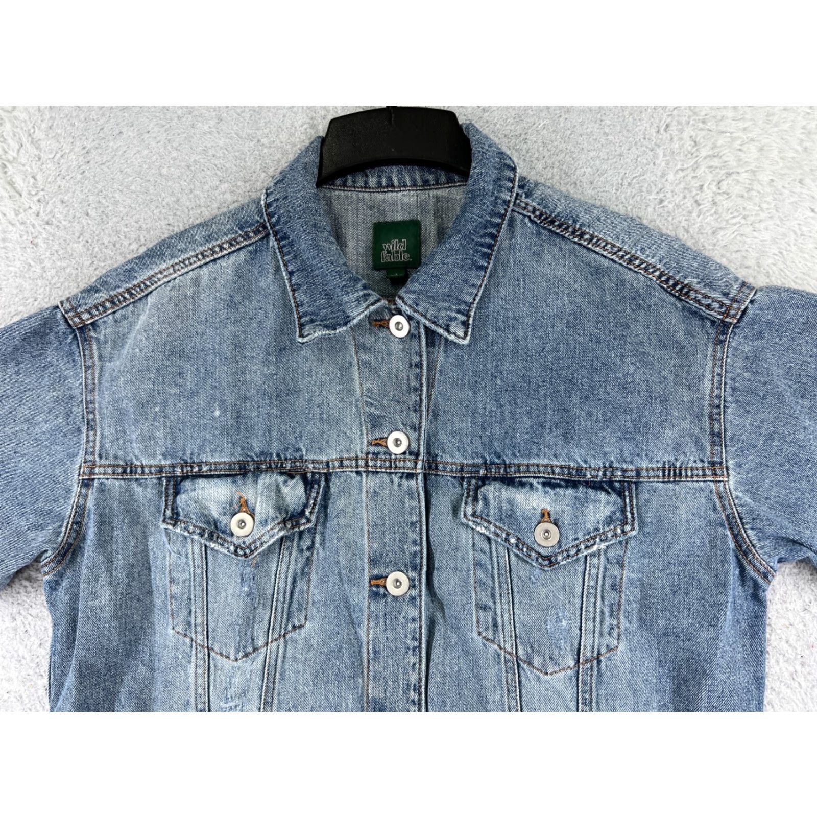Vintage VINTAGE Wild Fable Jacket Women S Denim Distressed Button Up Trucker Blue 80s 90s Casual Mens? Mujeres Wait. Size S / US 4 / IT 40 - 4 Thumbnail