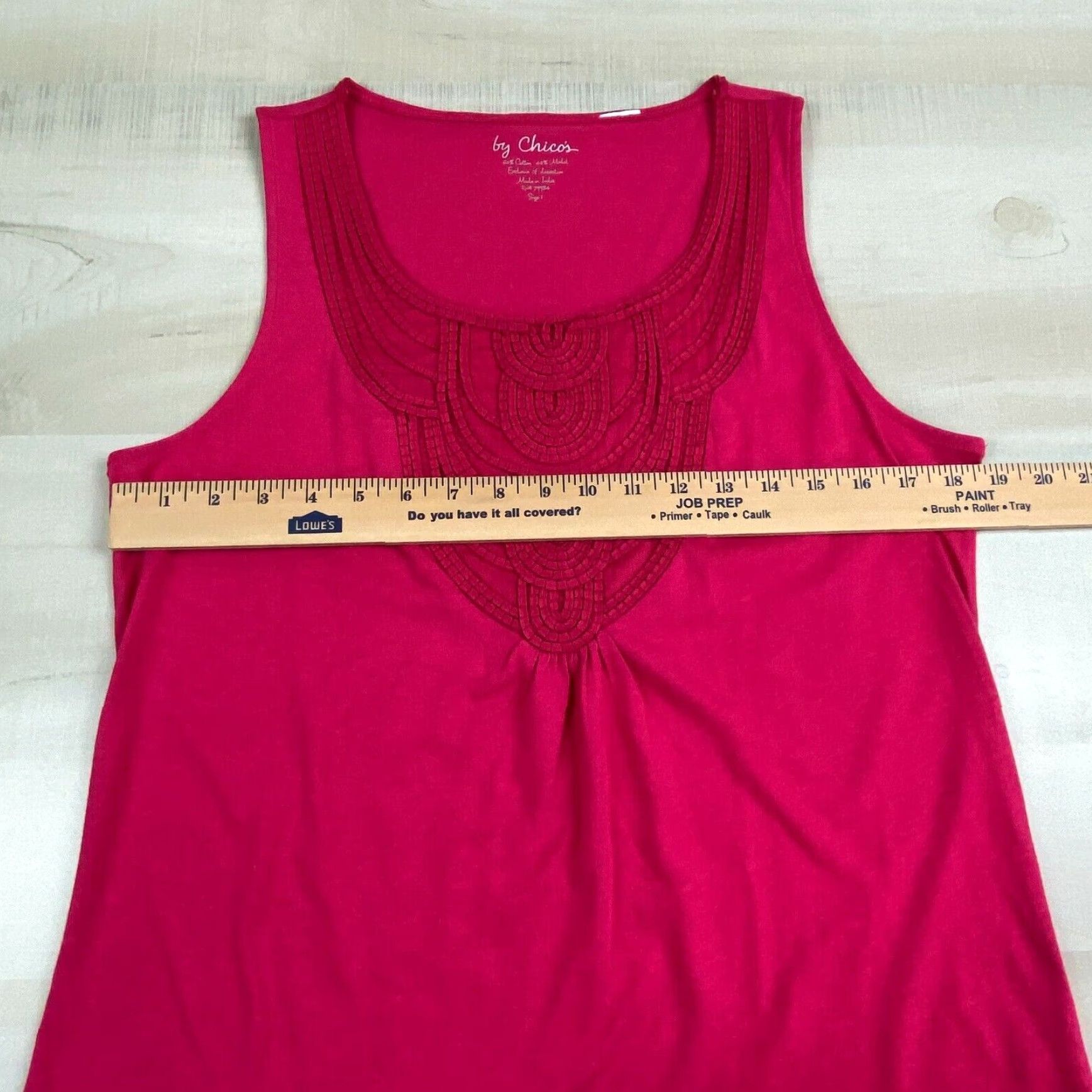 Vintage Chicos Womens Pink Tank Top Small Embellished Bodice Sleeveless Shirt Soft Cotton Size S / US 4 / IT 40 - 7 Thumbnail