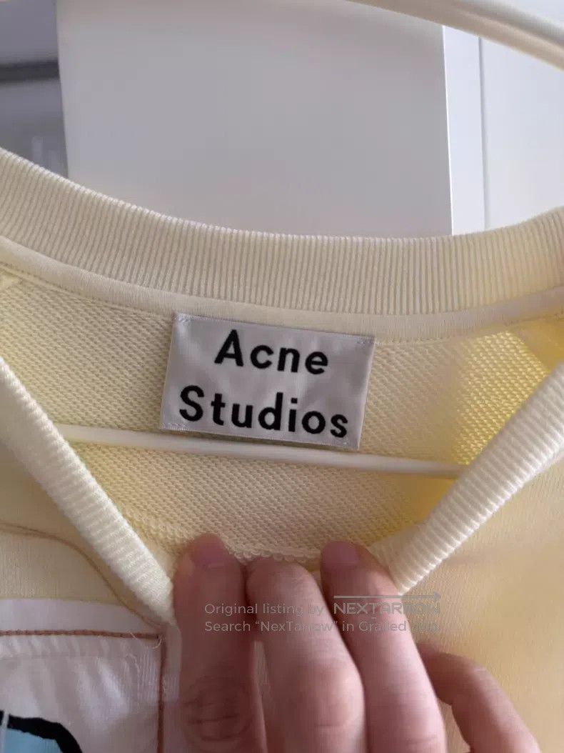 Acne Studios Acne Studios Yellow Sweatshirt with Chest Logo Print Size XXS / US 00 / IT 34 - 2 Thumbnail