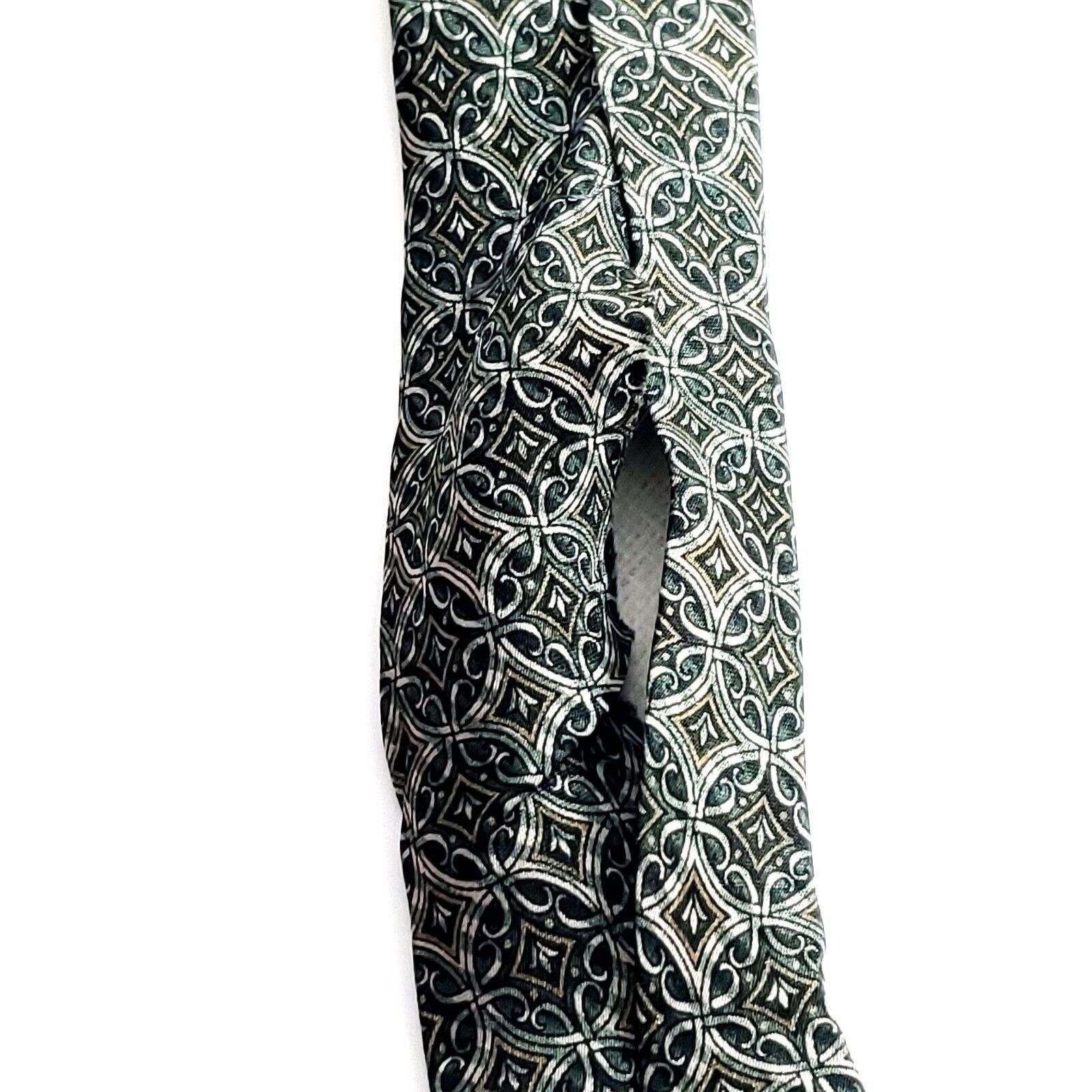 Arrow Arrow Green Tan Geometric Print Silk Tie Size ONE SIZE - 6 Thumbnail