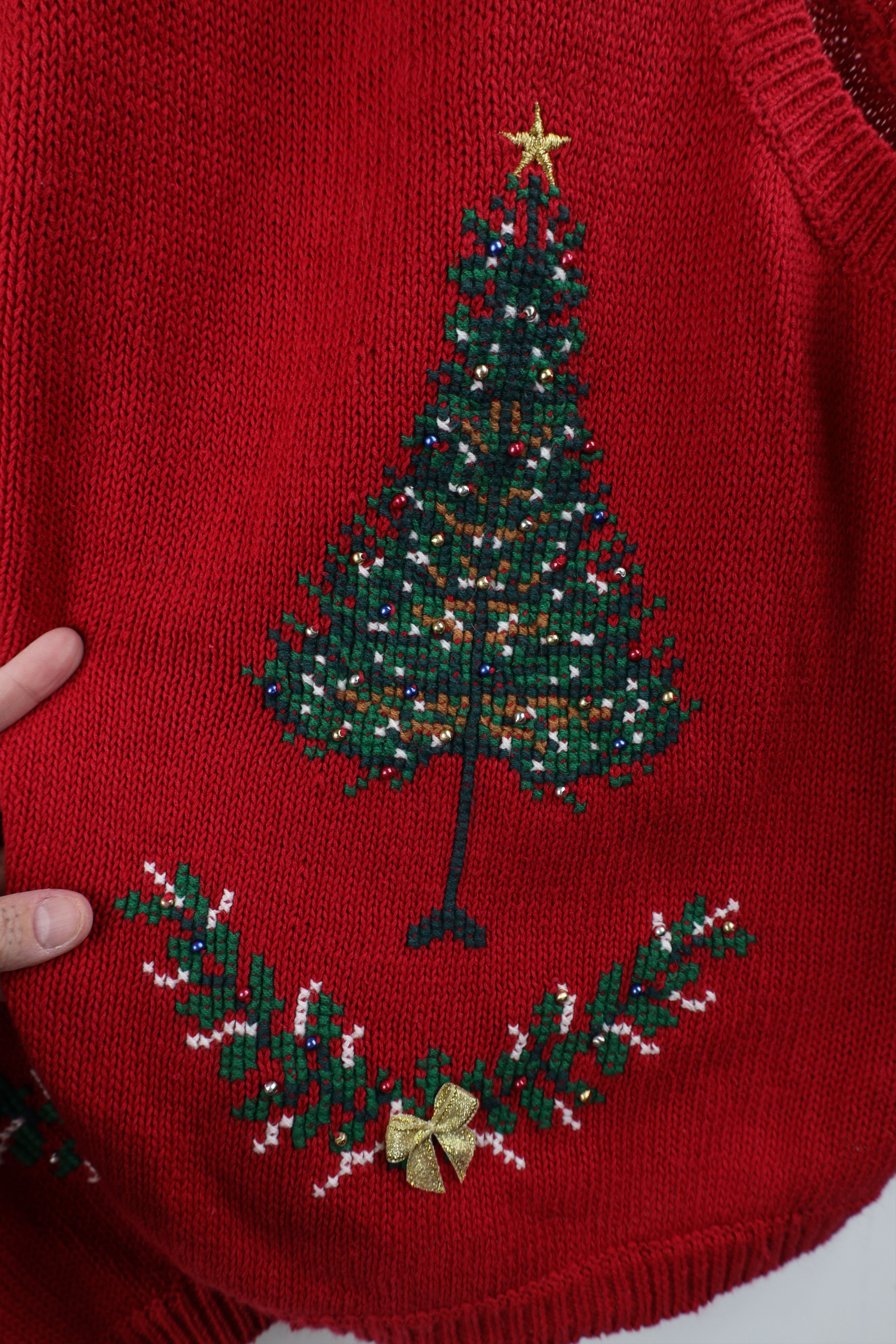 Vintage Deadstock Vintage 90s Tree Needlepoint Knit Sweater Vest Size XXL / US 16-18 / IT 52-54 - 5 Thumbnail