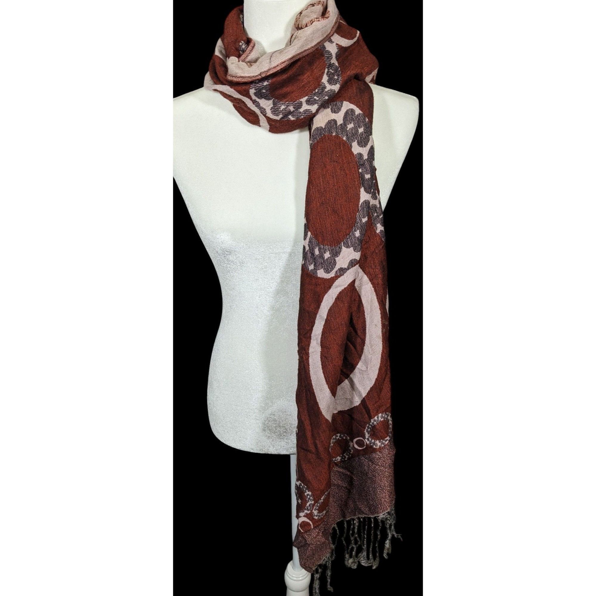 Other Pashmina Rust And Cream Bubble Print Scarf Size ONE SIZE - 1 Thumbnail