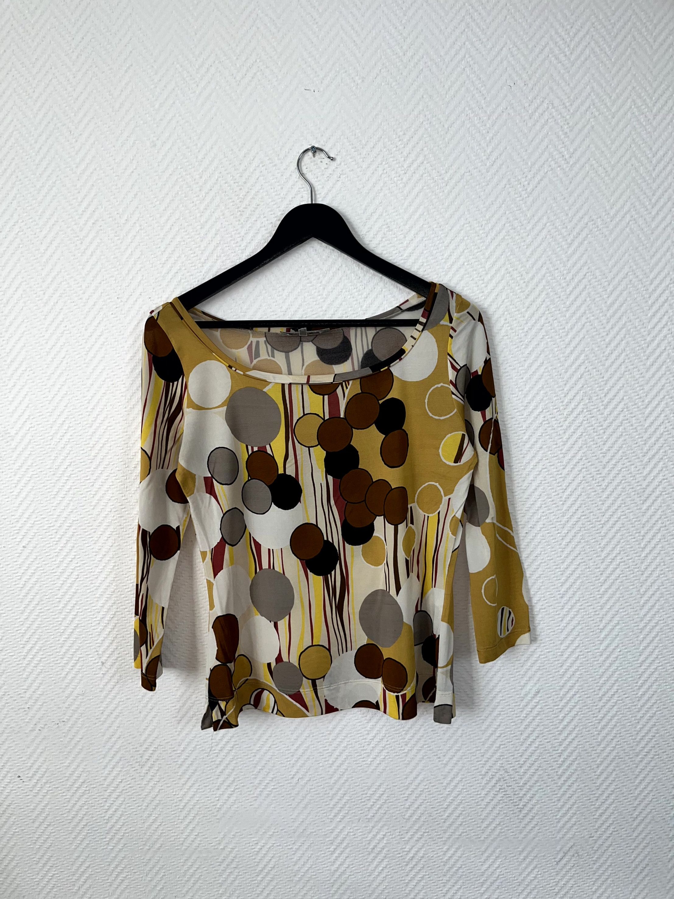 Max Mara MaxMara Abstract Polka Dot Yellow Top Blouse Size M Size M / US 6-8 / IT 42-44 - 8 Thumbnail