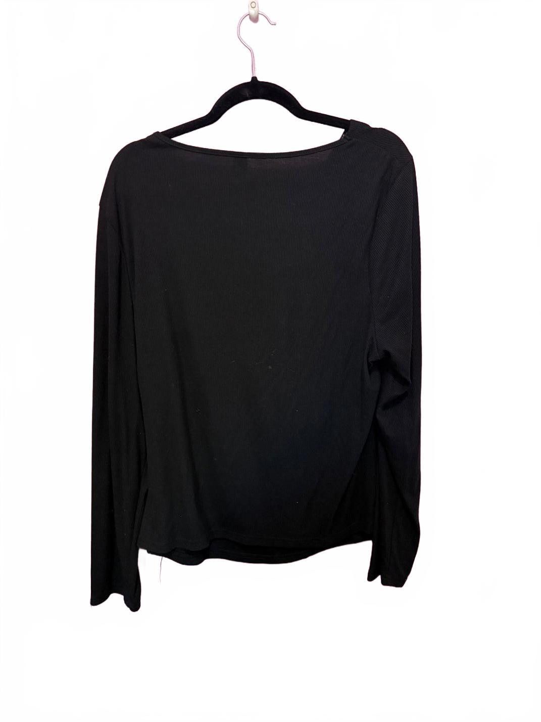 Designer Stylish Black Long Sleeve Top with Twisted Detail Size 4XL / US 24-26 - 3 Thumbnail