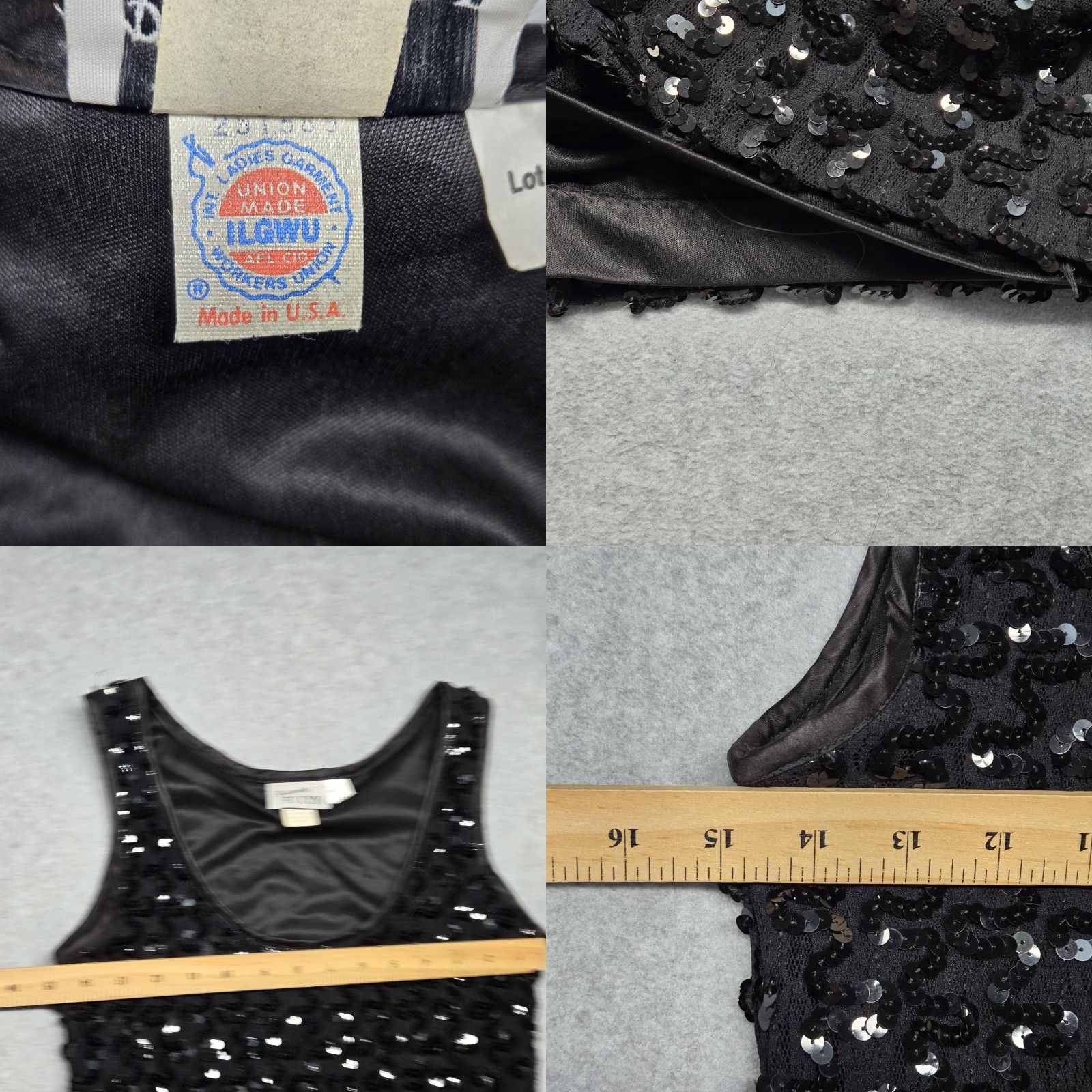 Vintage VINTAGE Positively Ellyn Dress Juniors 5 Black Sequin Party Sheath USA 80s Size S / US 4 / IT 40 - 8 Thumbnail