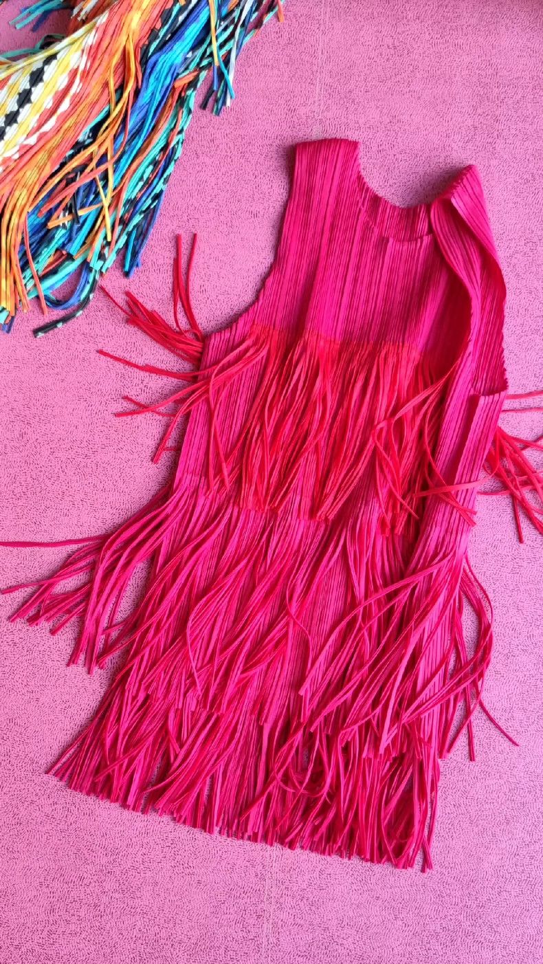 Issey Miyake Issey Miyake size:3 Pink three-layer tassel vest Size M / US 6-8 / IT 42-44 - 1 Thumbnail