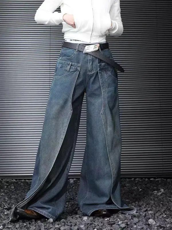 Japanese Brand VIBE Niche deconstructed patchwork baggy straight jeans Size US 32 / EU 48 - 4 Thumbnail