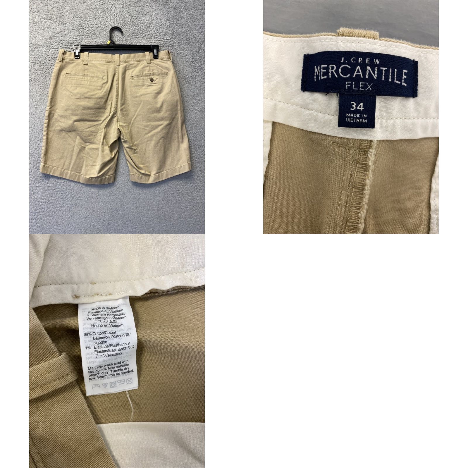 J.Crew VINTAGE J.CREW Mens Shorts 34 Khaki Chino Casual Travel Workwear Cotton Flat Front Size US 34 / EU 50 - 8 Thumbnail