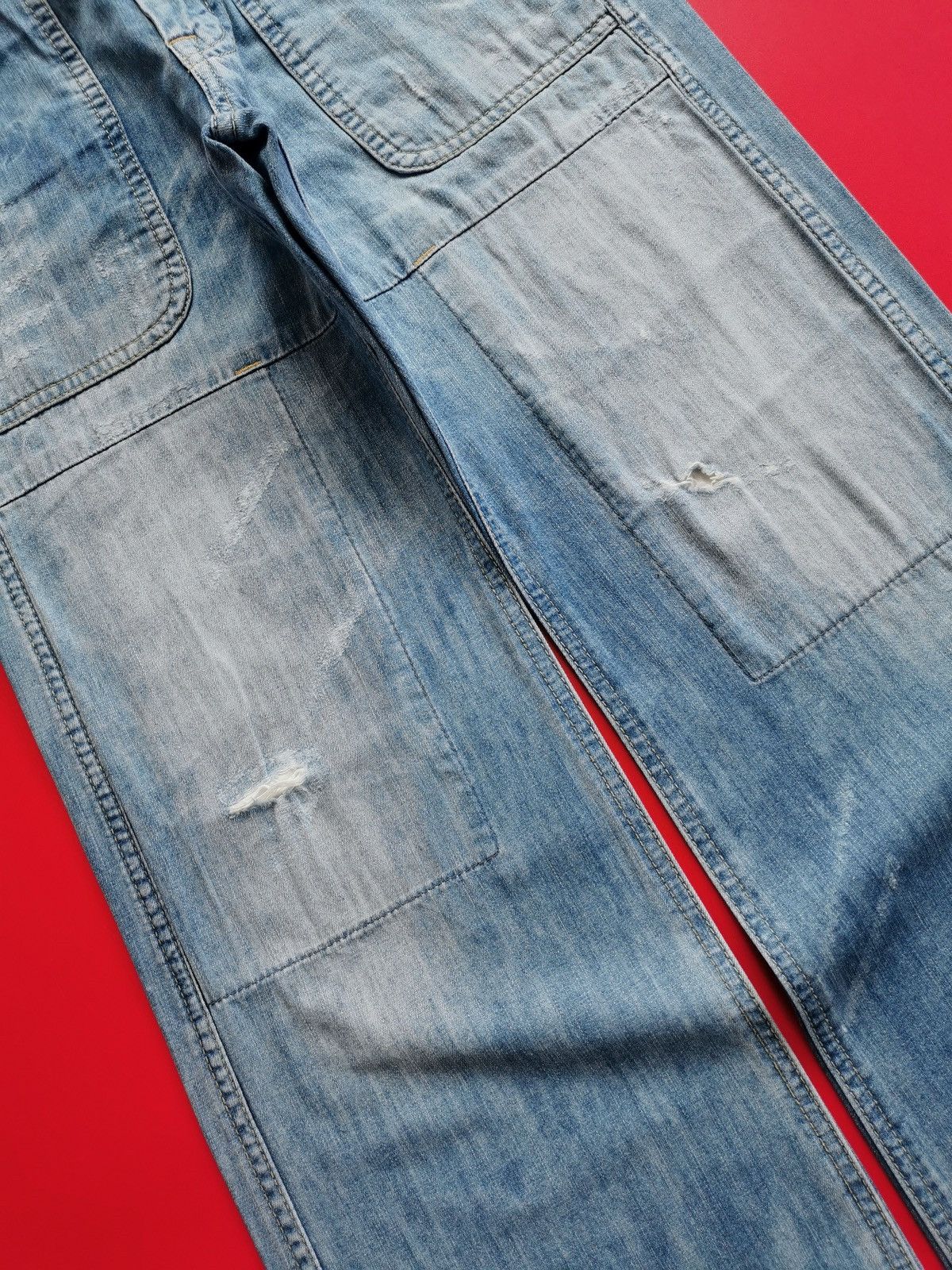 Japanese Brand Cepo Wide Flared Double Knee Distressed Jeans Size US 28 / EU 44 - 2 Thumbnail