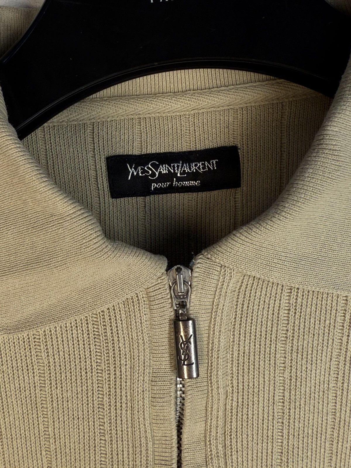 Yves Saint Laurent 90s Beige YSL Sweatshirt 1/4 Quarter Zip Sweater Rugby Shirt Size US L / EU 52-54 / 3 - 5 Thumbnail