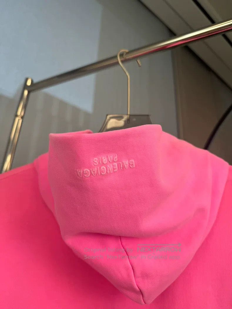 Balenciaga Balenciaga Mud-Dyed Old-School Embroidered Logo Pink Hoodi Size US XS / EU 42 / 0 - 3 Thumbnail
