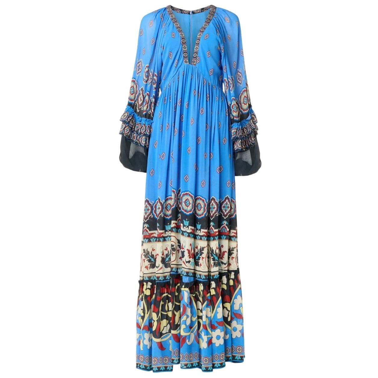 Farm Rio FARM Rio Anika Tiles Blue Maxi Dress in Blue, Size XS Size XS / US 0-2 / IT 36-38 - 1 Thumbnail