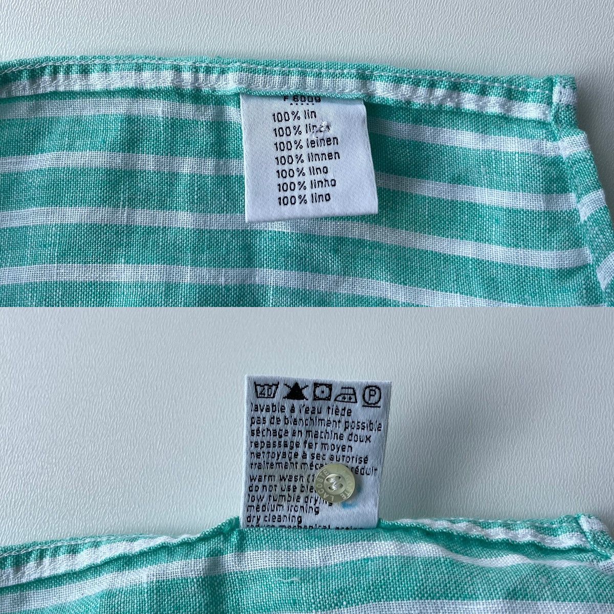 Lacoste × Vintage Lacoste Linen Flax Stripe Pocket Shirt Mint/White Size US XL / EU 56 / 4 - 10 Thumbnail