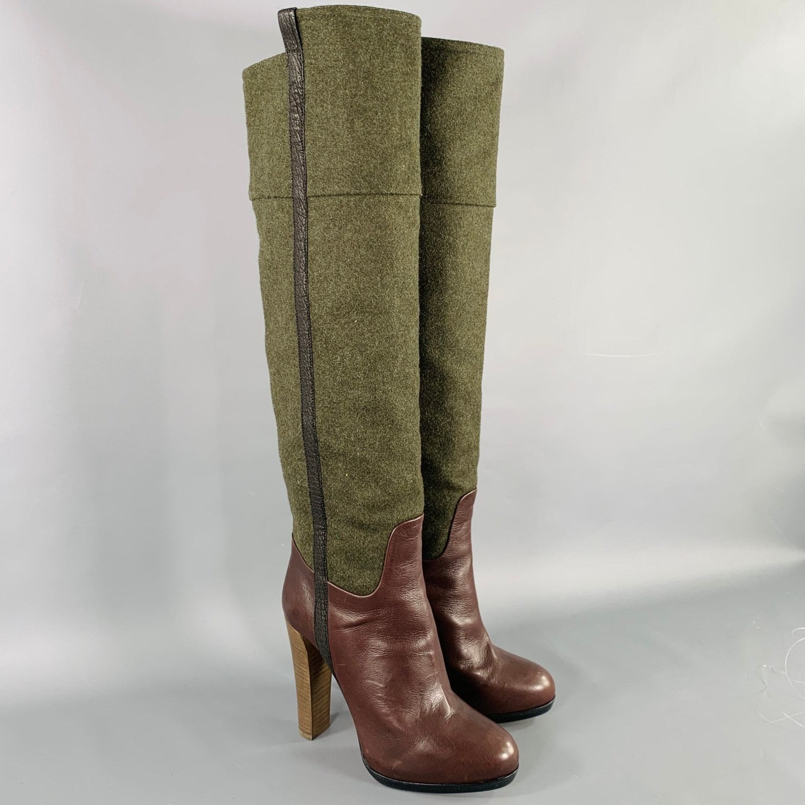 Other REED KRAKOFF Size 6.5 Brown Dark Green Leather Pull On Boots Size US 6.5 / IT 36.5 - 1 Thumbnail