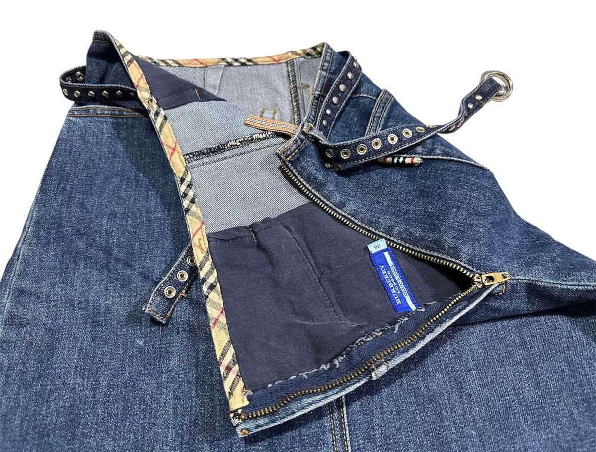 Burberry × Designer 🔥Vintage Burberry Blue Label Denim Skirt Belt Studded Size 30" / US 8 / IT 44 - 9 Thumbnail