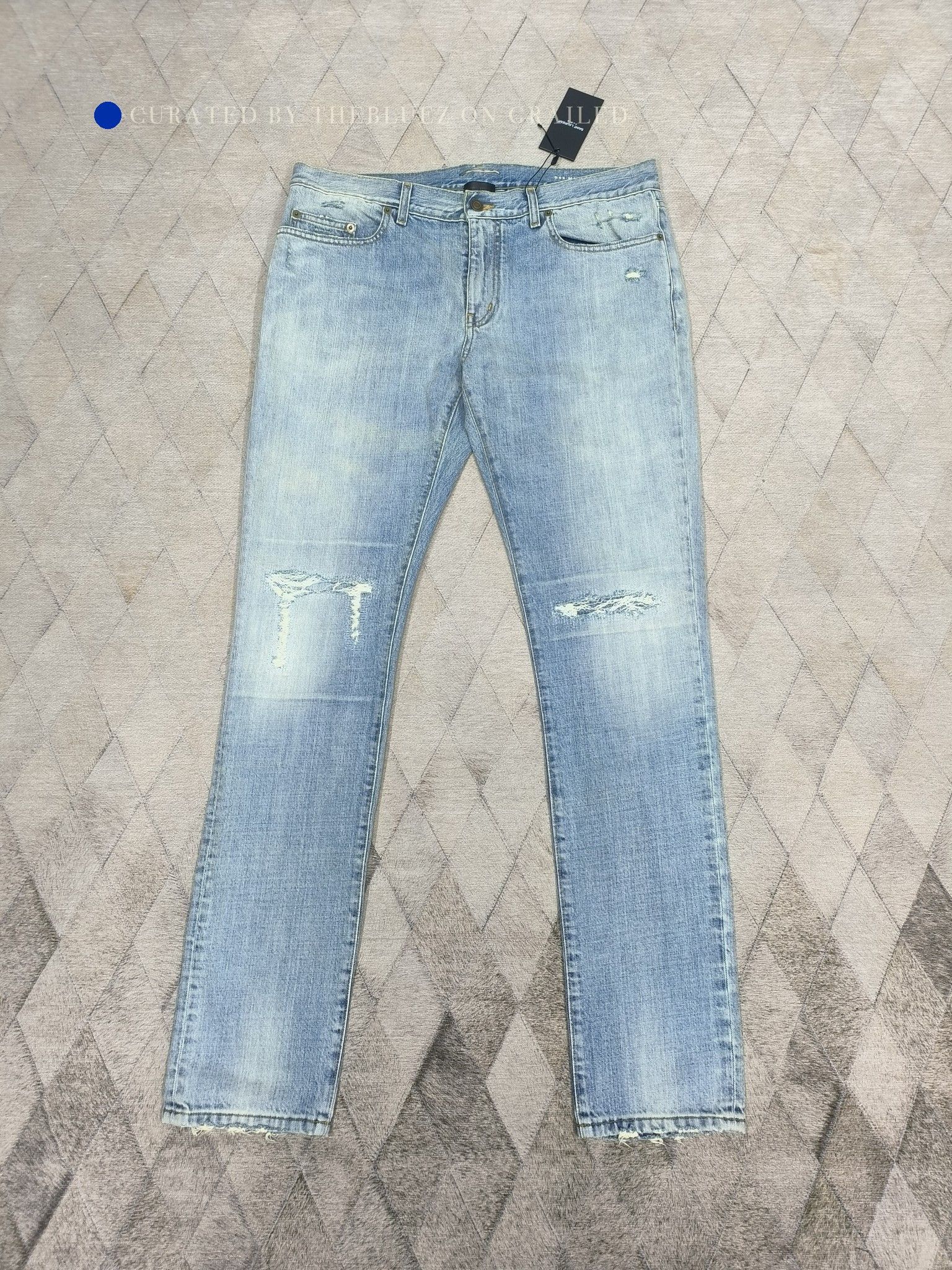 Saint Laurent Paris Blue Distressed Denim Jeans Size US 34 / EU 50 - 1 Thumbnail