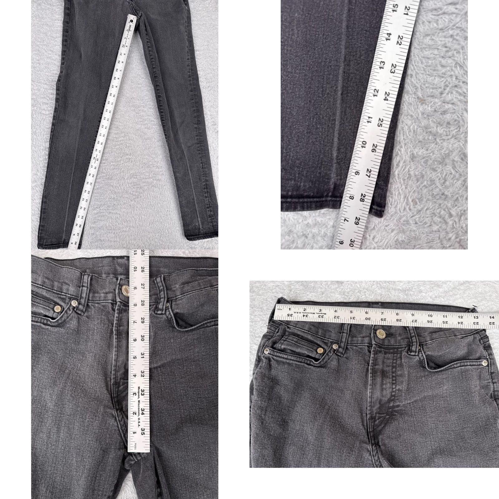Denime &Denim Jeans Womens 28 Black Skinny Low Rise Stretch Denim Cotton Blend 26x29 5-Pocket Logo Embroidered Button Regular Womens Jeans Size 28" / US 6 / IT 42 - 8 Thumbnail