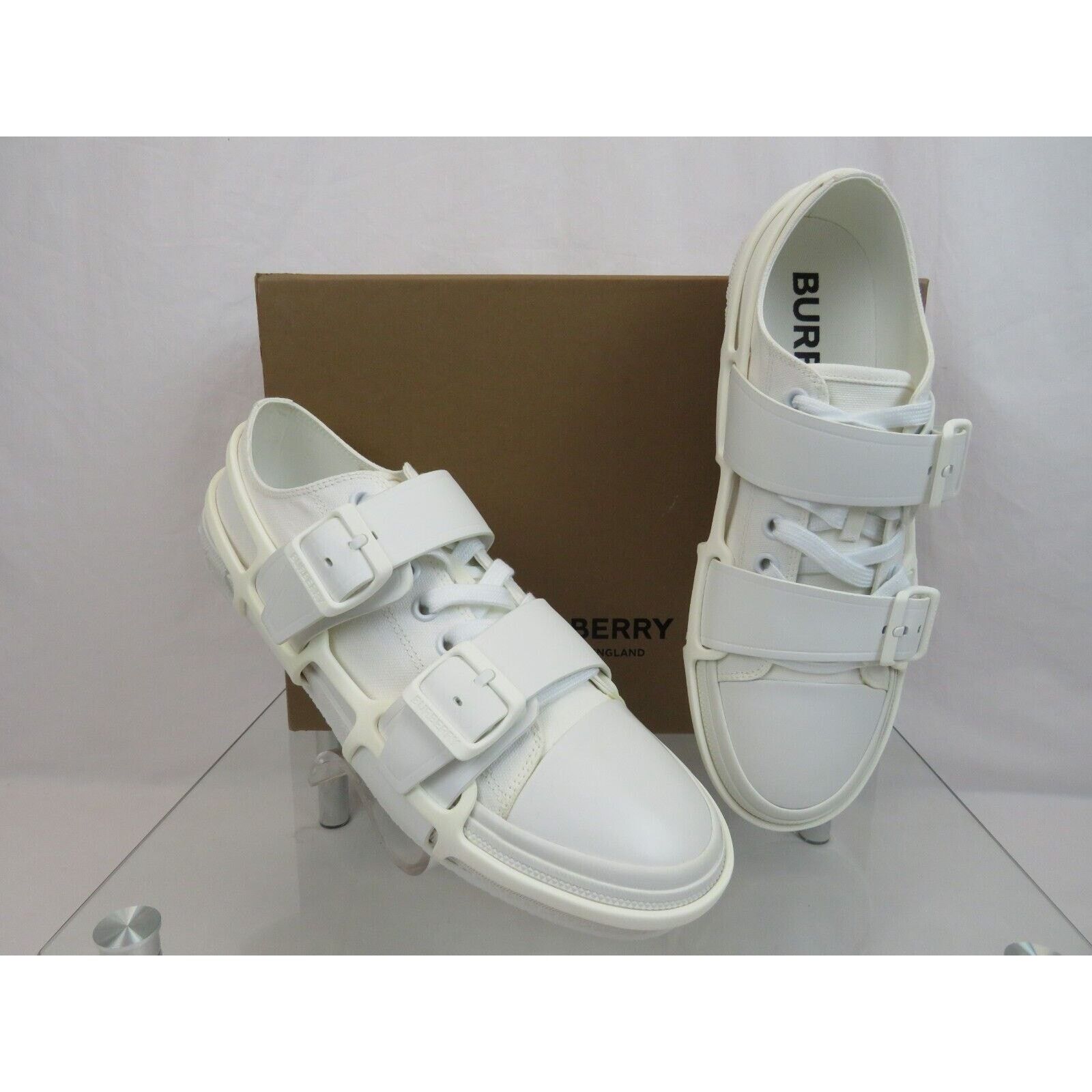 Burberry BURBERRY VERS WHITE CANVAS RUBBER STRAPS LOGO SNEAKERS 44 11 Size US 11 / EU 44 - 3 Thumbnail