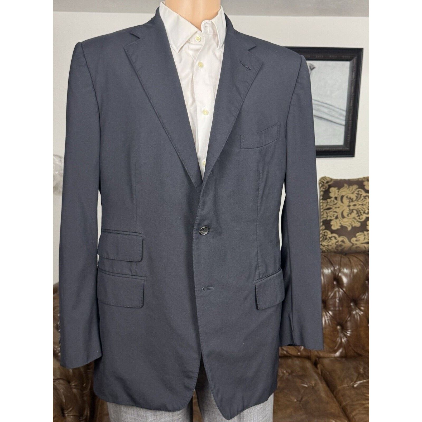 Tom Ford Tom Ford Navy Blue Notch Lapel Blazer Sport Jacket IT 56/ 46 Size 46R - 2 Thumbnail