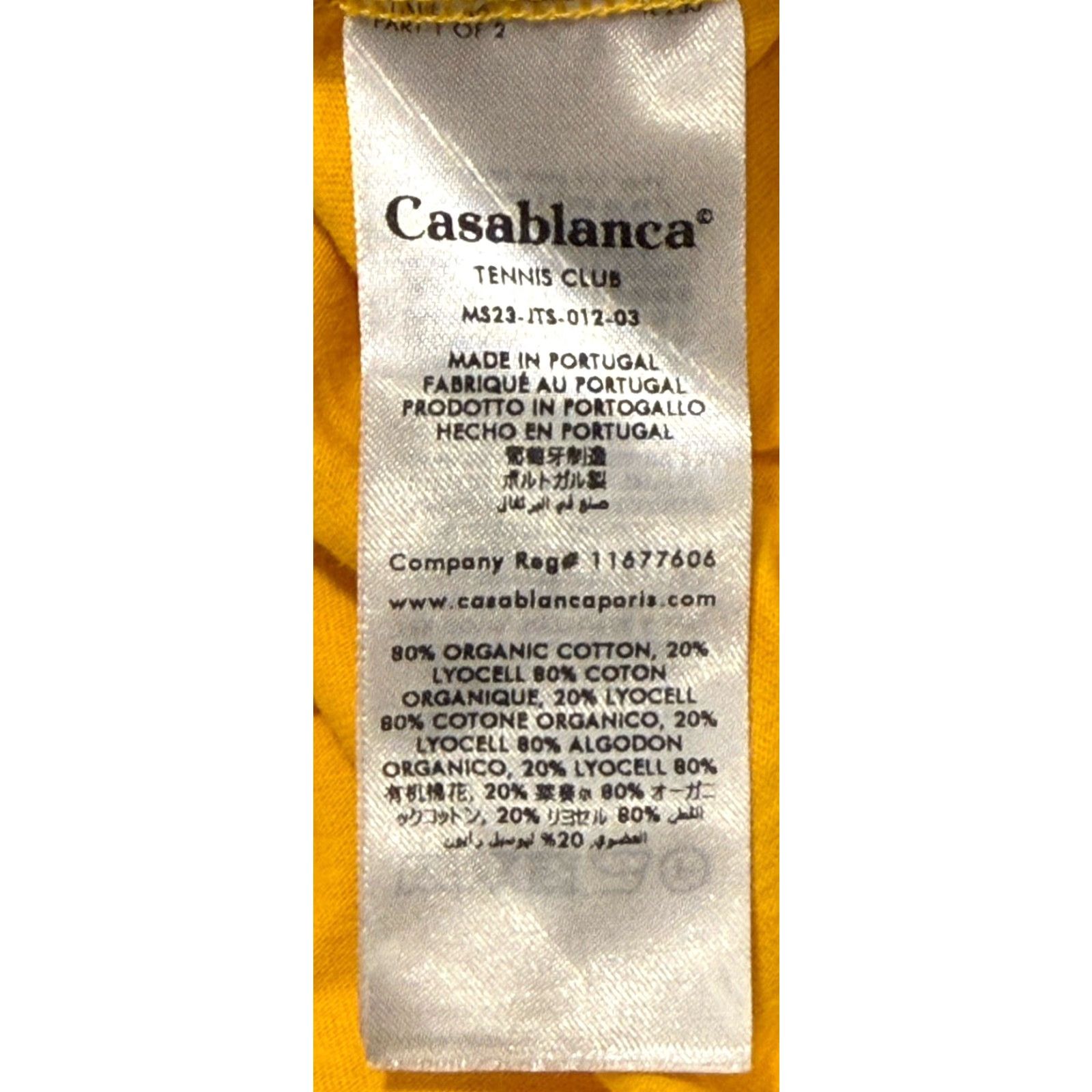 Casablanca Casablanca Casa Tennis Club T-Shirt Yellow Adult Small Short Sleeve Crew Neck Sports Mens Size US S / EU 44-46 / 1 - 7 Thumbnail