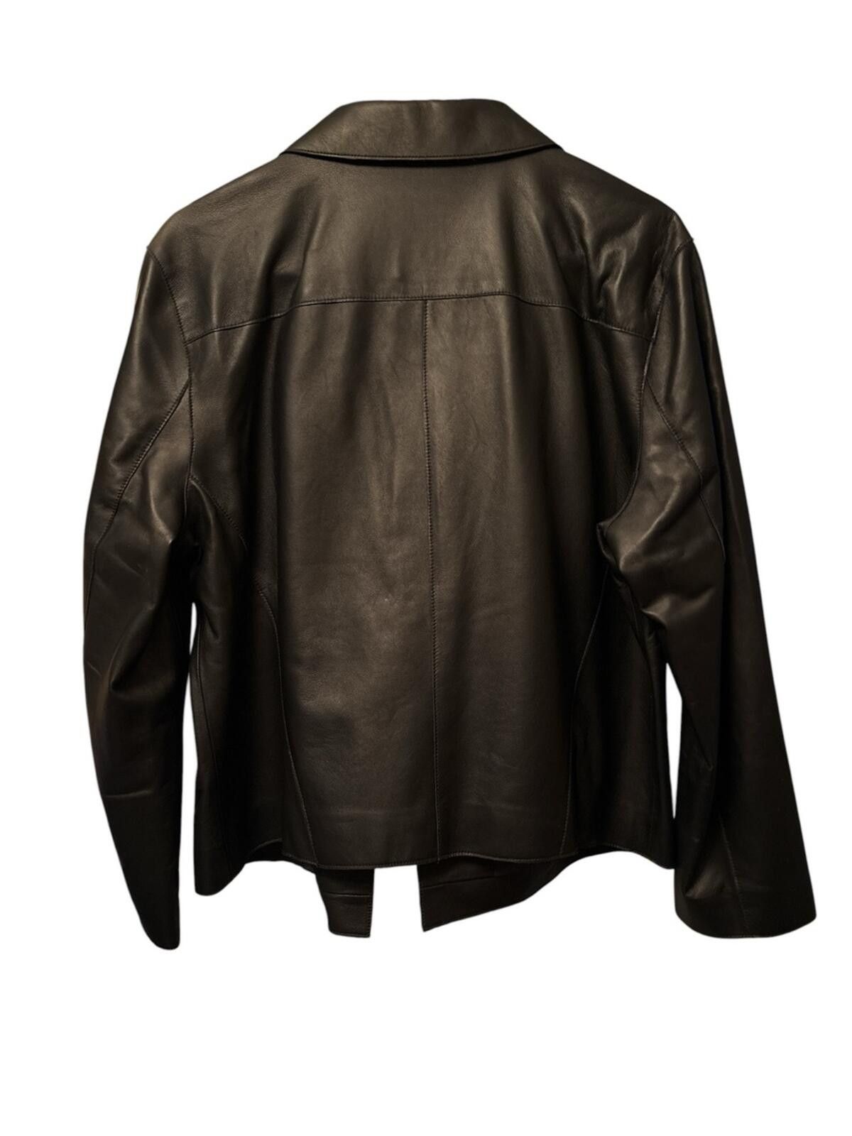 Chicos Chico’s Black Leather Button-Front Jacket Size XL / US 12-14 / IT 48-50 - 2 Thumbnail