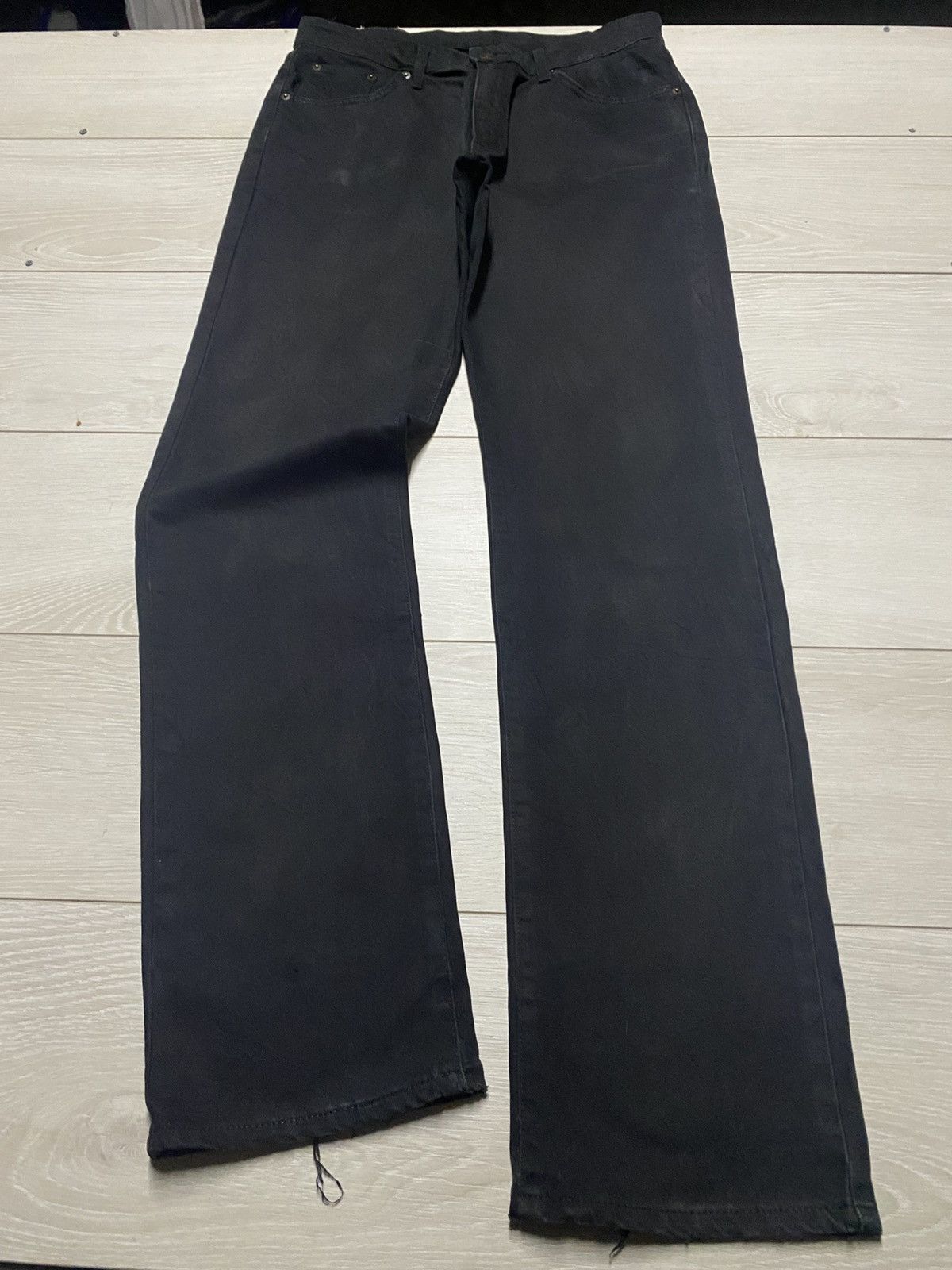 Edwin Vintage Edwin 403 W Flex Black Denim Distressed Loose Jeans Size US 31 - 1 Thumbnail