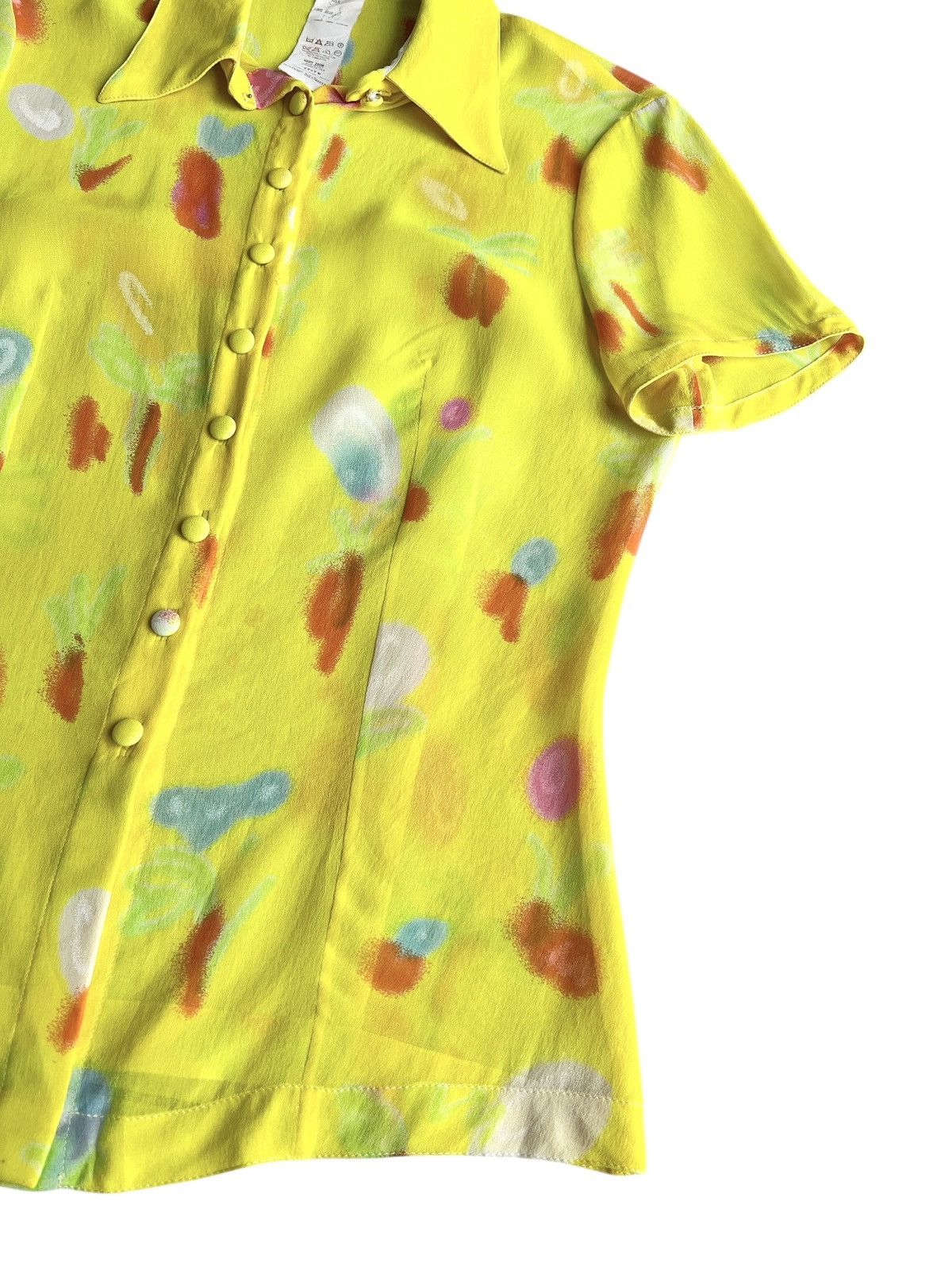 Versace SS1996 Gianni Versace Neon Yellow Spray Paint Silk Blouse Size S / US 4 / IT 40 - 7 Thumbnail