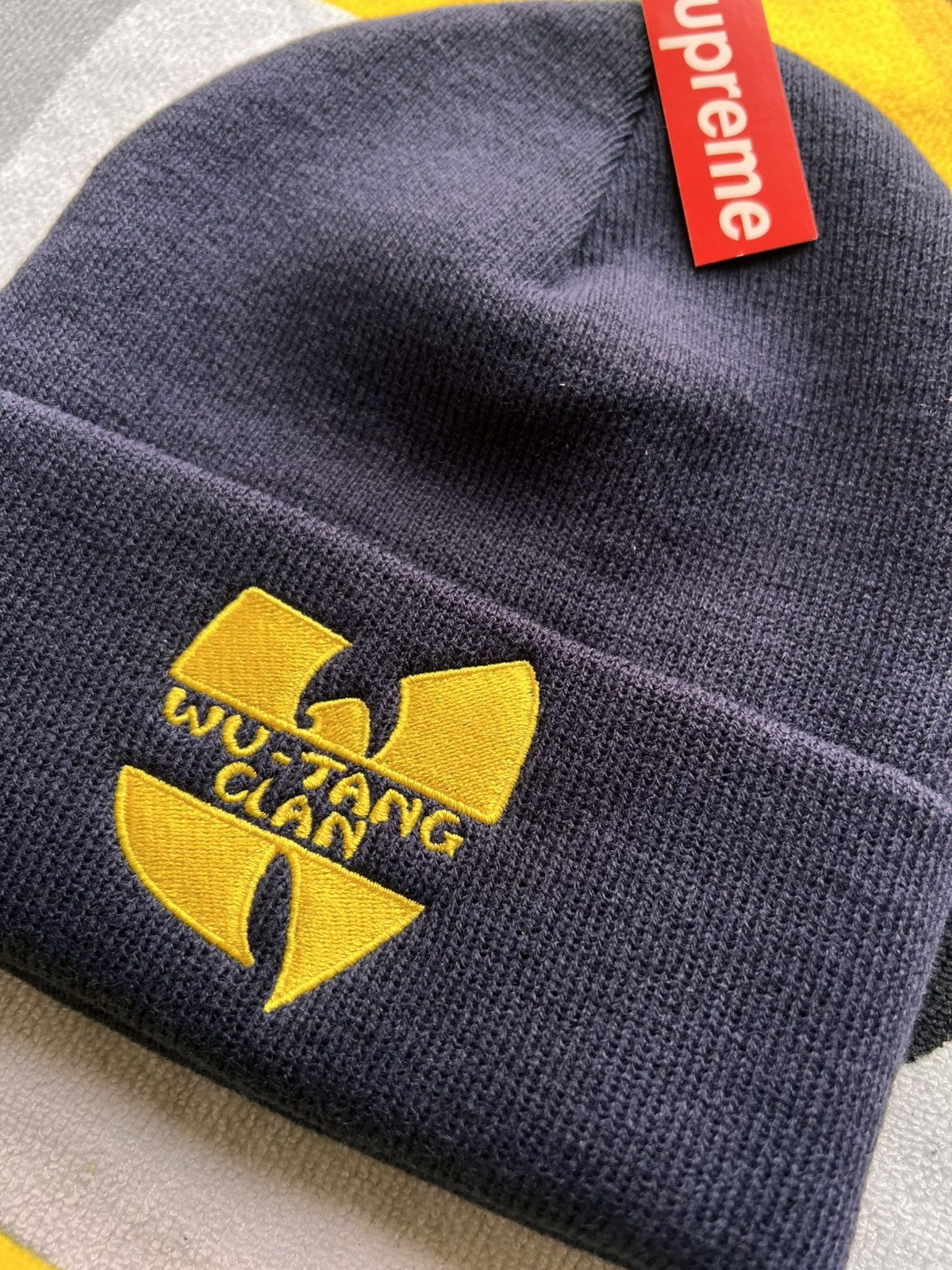 Supreme Supreme x Wu-Tang Clan Beanie Navy yellow hat cap headwear Size ONE SIZE - 5 Thumbnail