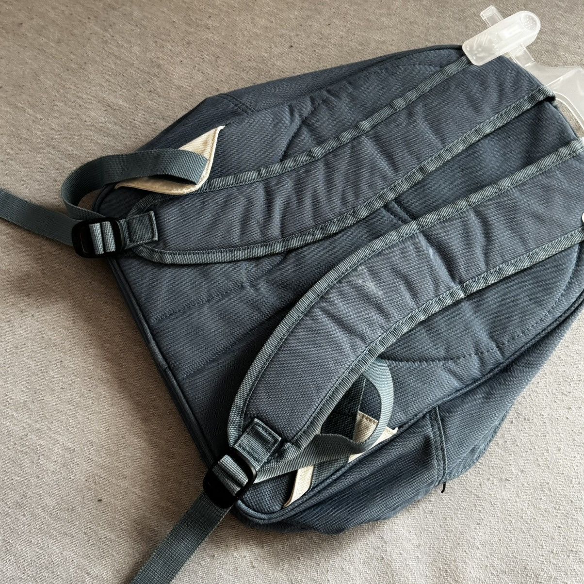 Nike × Vintage Vintage Nike Y2K Blue Backpack Beige 00s Center Logo Swoosh Size ONE SIZE - 6 Thumbnail