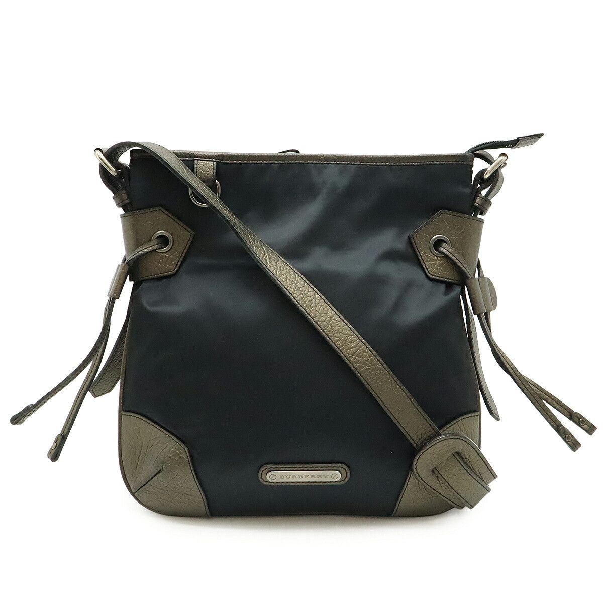 Burberry Burberry Nylon Leather Shoulder Bag Leather Shoulder Bag in Black, Women's