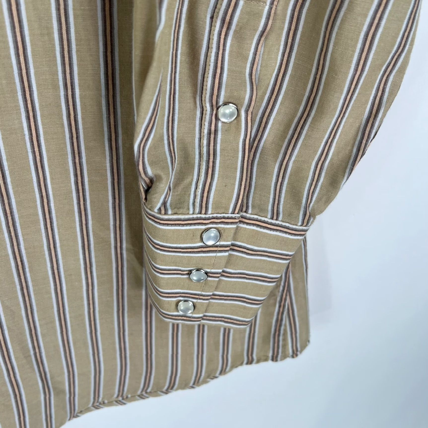 Vintage Panhandle Slim Striped Shirt Mens XL Button-Up Long Sleeve Casual Western Brown Tan USA Classic Striped Size US XL / EU 56 / 4 - 4 Thumbnail