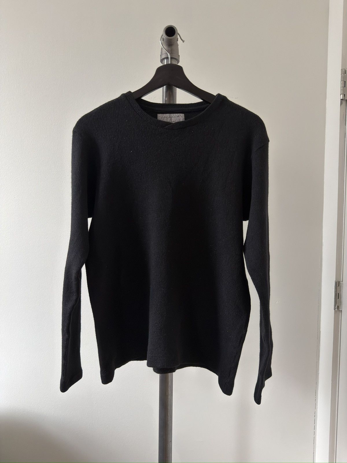 Yohji Yamamoto Black Ribbed Wool Sweater Size US M / EU 48-50 / 2 - 1 Thumbnail