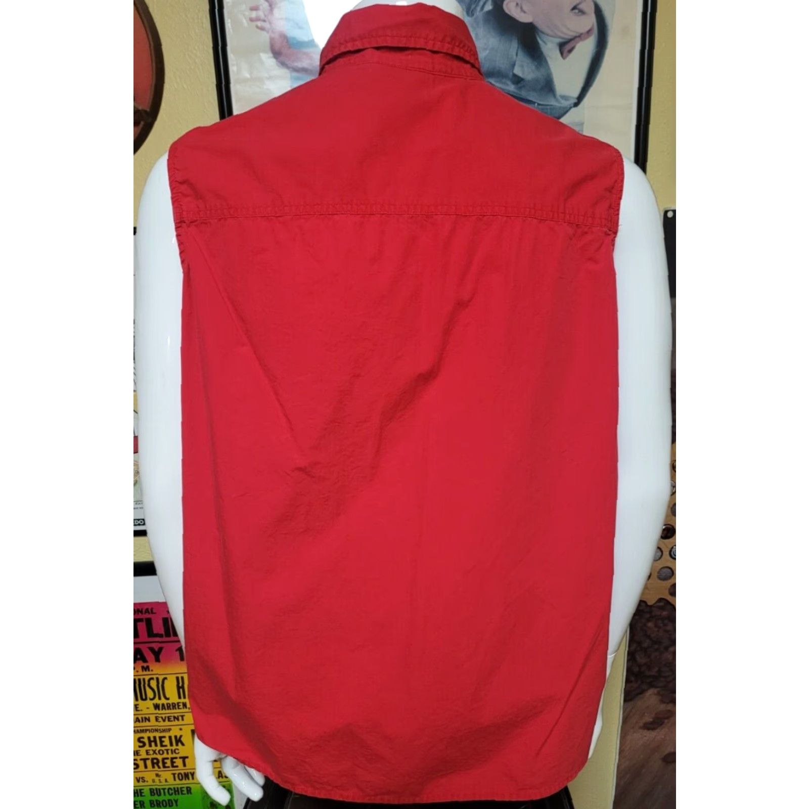 Vintage VINTAGE Maxine Shirt Womens 90s Do It My Way Sleeveless Button Up 20W Red Cotton Oversized Size 3XL / US 20-22 - 4 Thumbnail