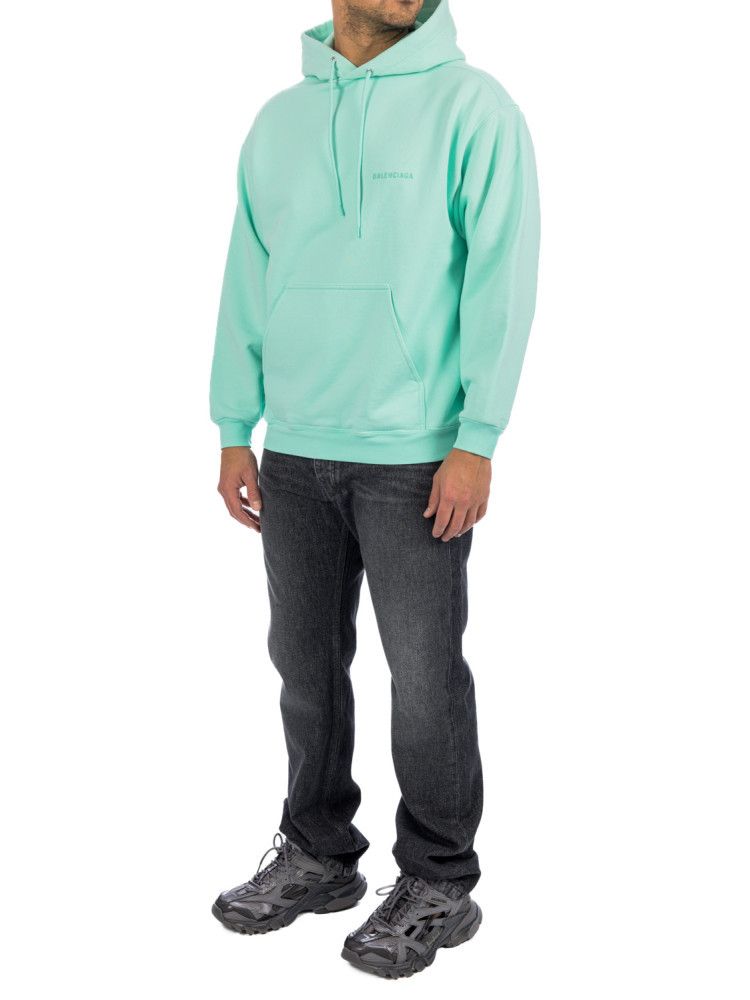 Balenciaga o1s1wg111124 Medium Fit Hoodie in Mint Green Size US XS / EU 42 / 0 - 2 Thumbnail