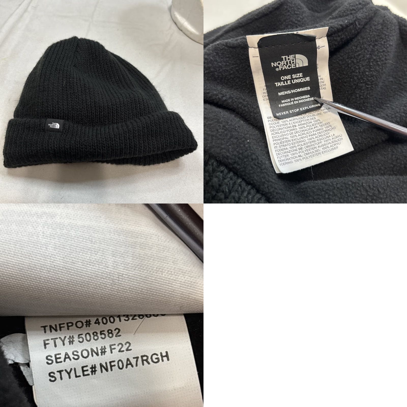 Vintage North Face Black Core Classic Knit Ribbed Beanie Cuffed Skull Cap Mens OS Fleece Size US M / EU 48-50 / 2 - 8 Thumbnail