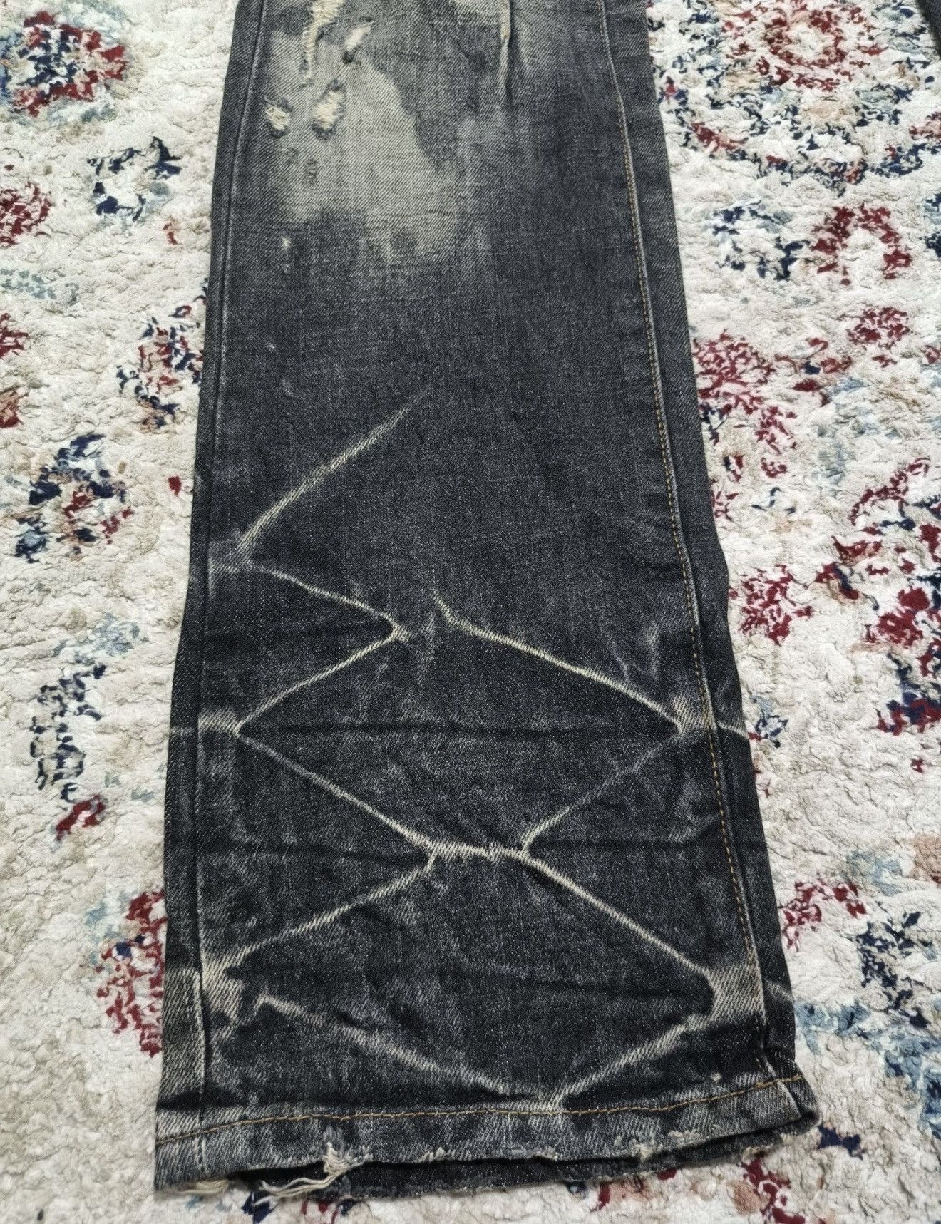 If Six Was Nine Jackrose Low-Rise Flared Jeans Distressed Black Size 31" - 6 Thumbnail
