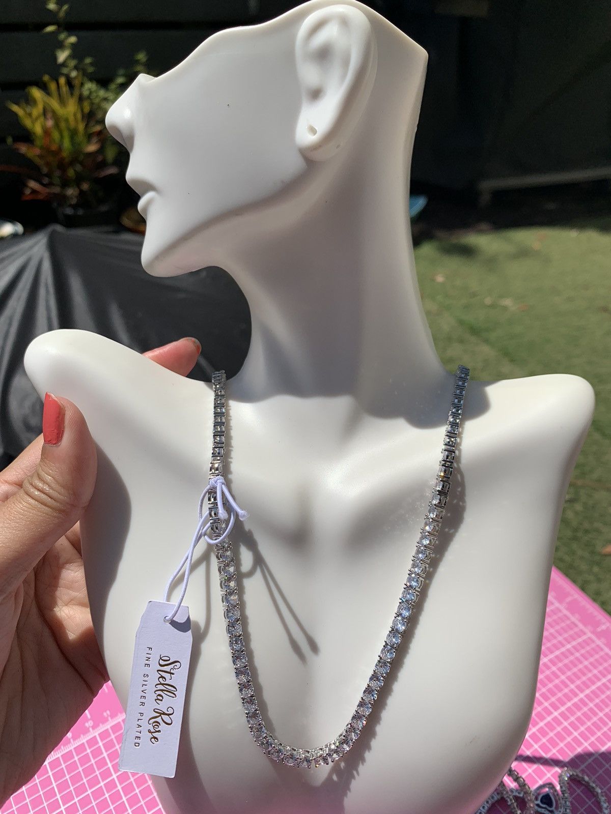 Designer Stella Rose FINE SILVER PLATED diamonds paved necklaces Size ONE SIZE - 3 Thumbnail