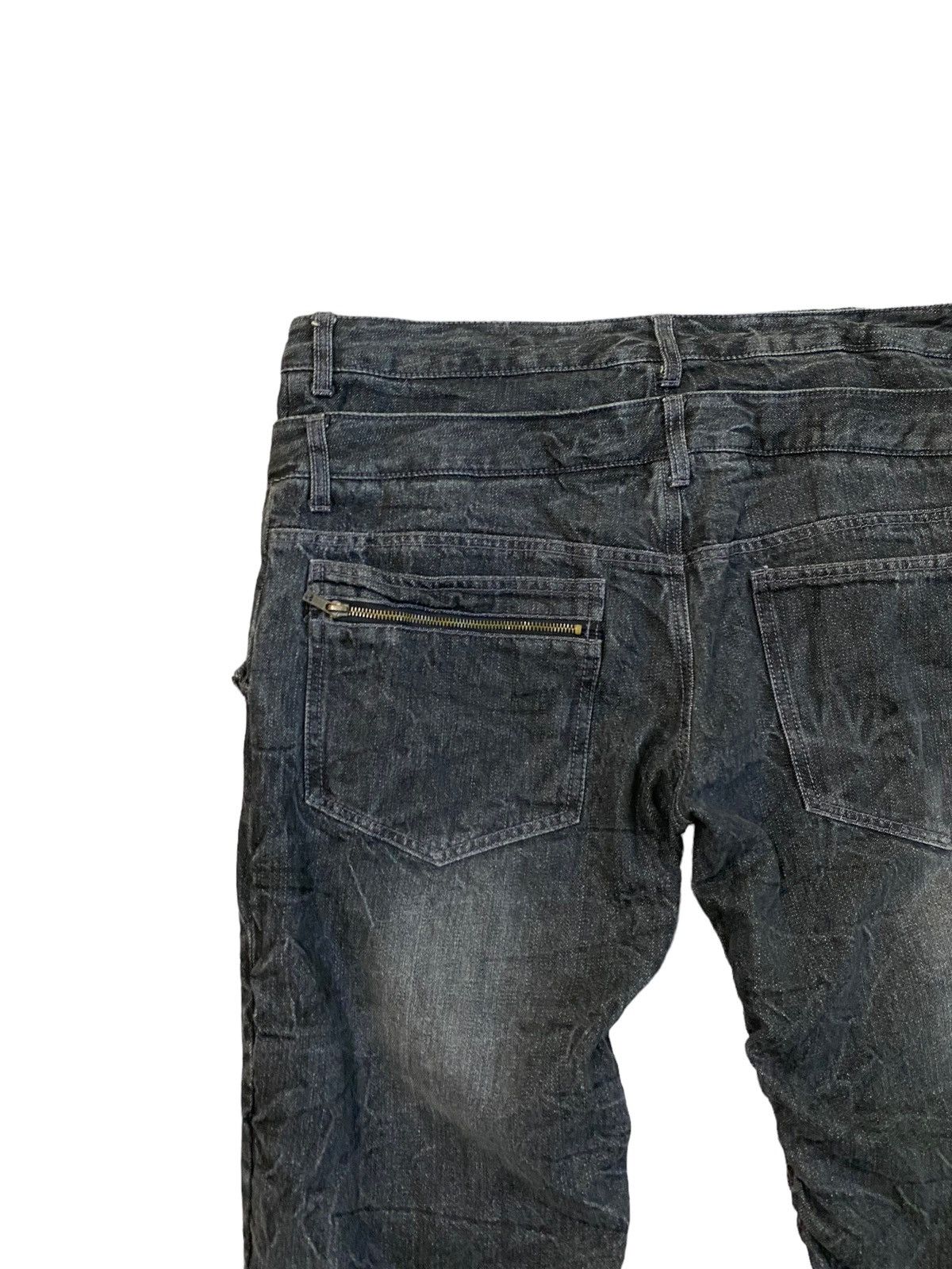 Japanese Brand Japan Denim Black Acid Wash Double Waist Stacked Denim Jeans Size US 35 - 11 Thumbnail