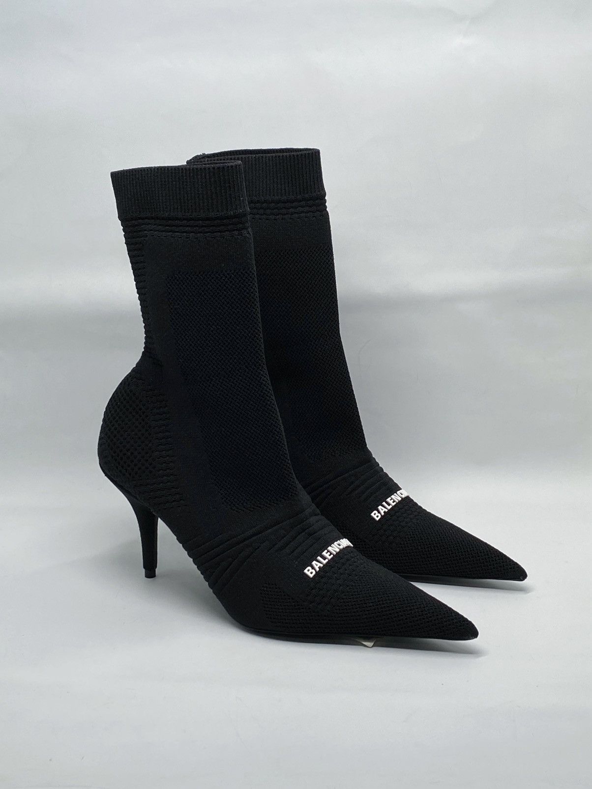 Balenciaga Balenciaga Knife 2.0 logo-appliquéd stretch-knit ankle boots Size US 6 / IT 36 - 3 Thumbnail