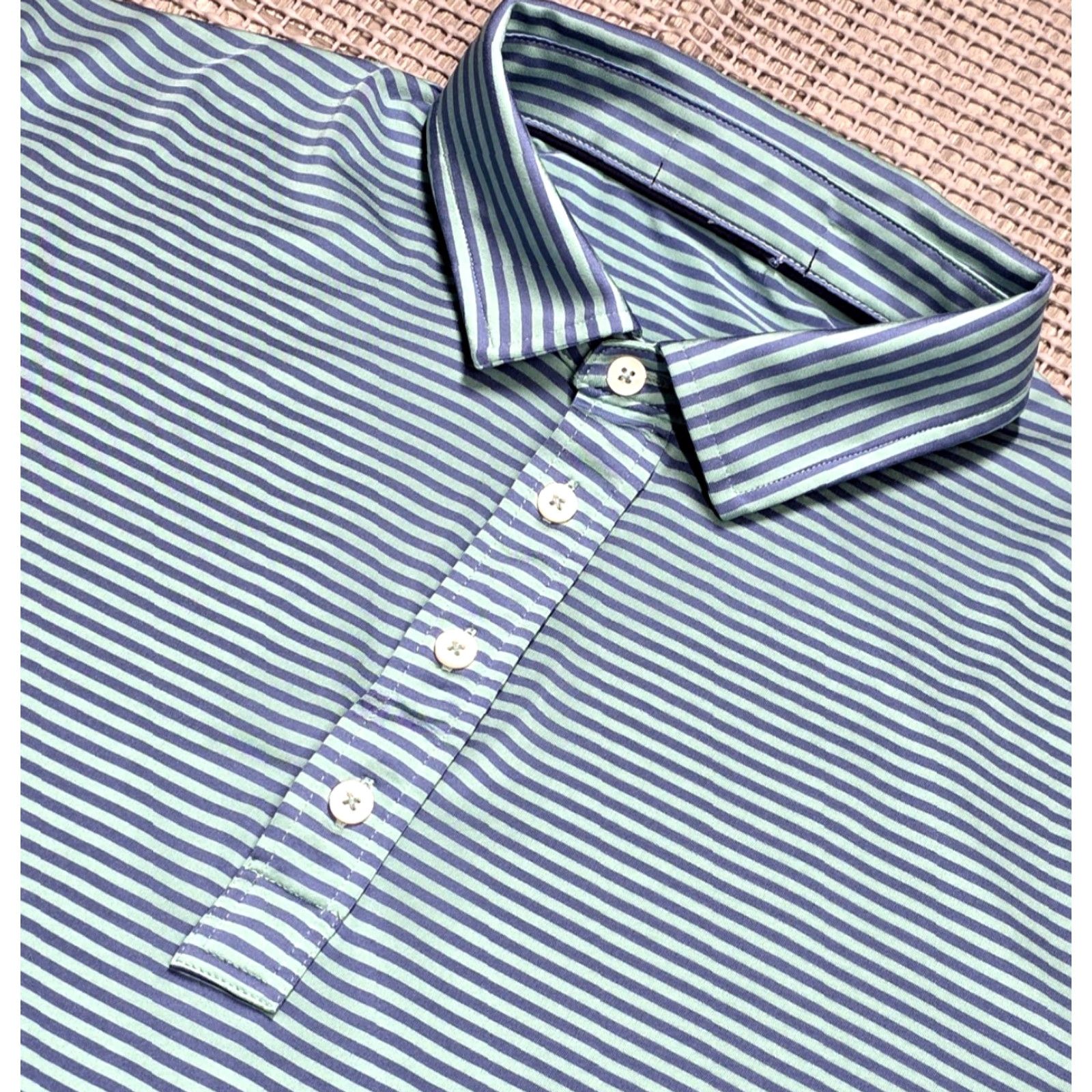 Ralph Lauren Ralph Lauren RLX Polo Performance Blue Teal Stripe Shirt Men Short Sleeve L Polo Golf Shirt Size US L / EU 52-54 / 3 - 5 Thumbnail