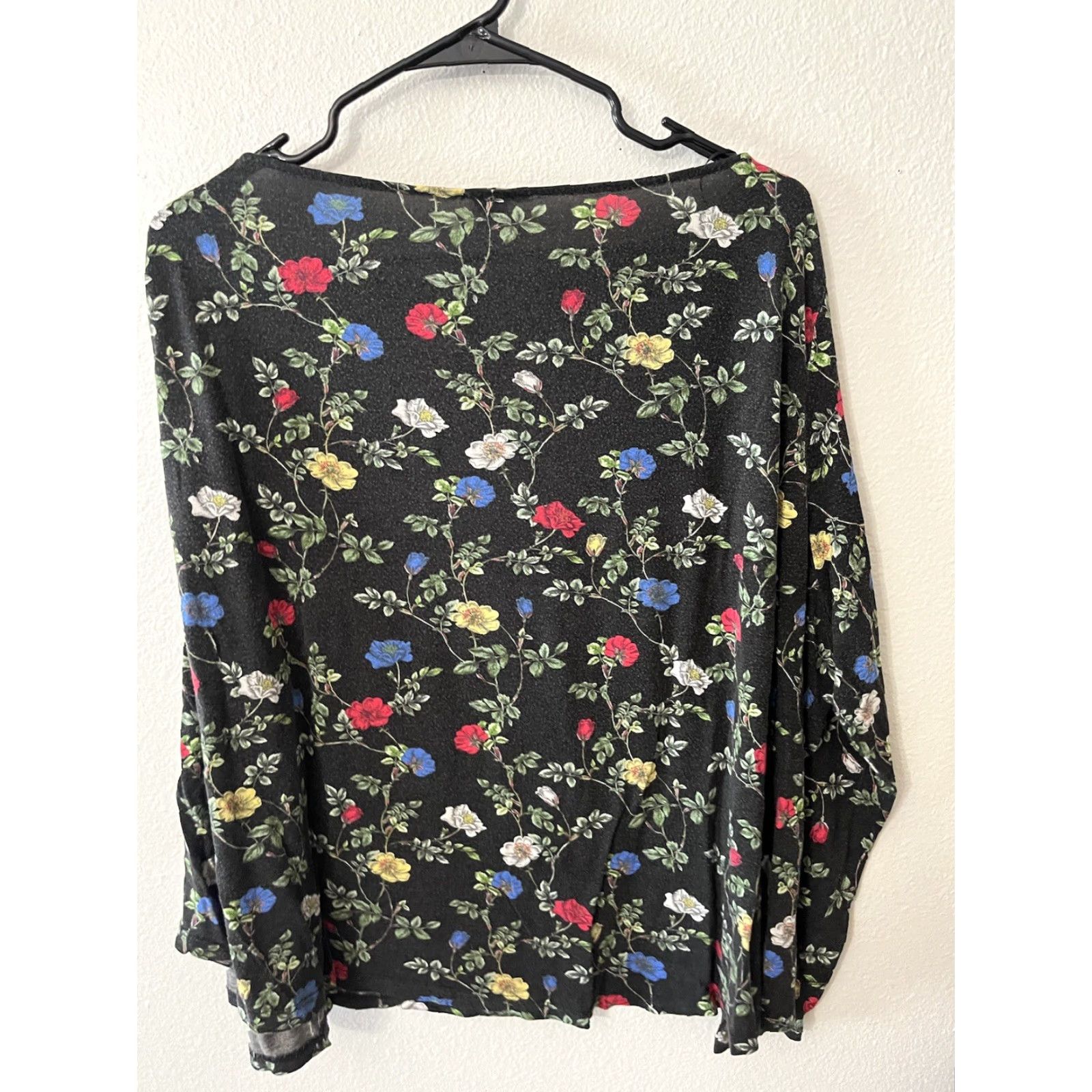H&M H&M Women Black Floral Long Sleeve Top 3XL Rayon Casual Regular Fit Size XXL / US 16-18 / IT 52-54 - 3 Thumbnail