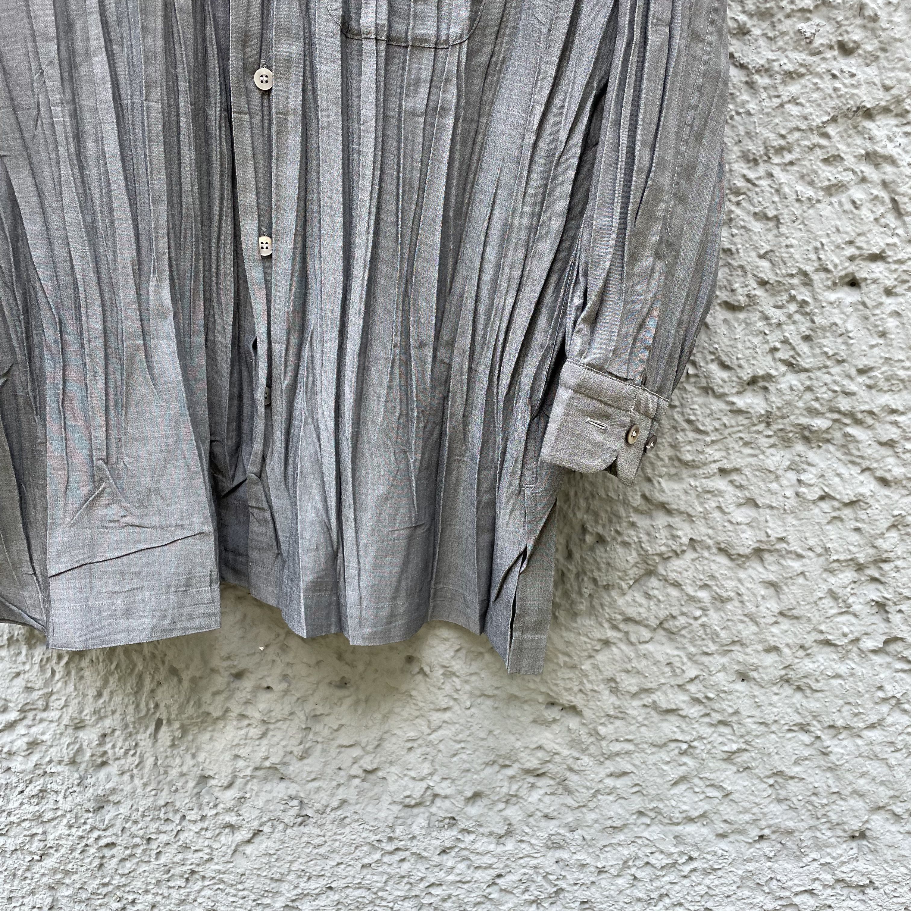 Issey Miyake Issey Miyake Grey Oversized Pleated Shirt Button Up Size US M / EU 48-50 / 2 - 5 Thumbnail