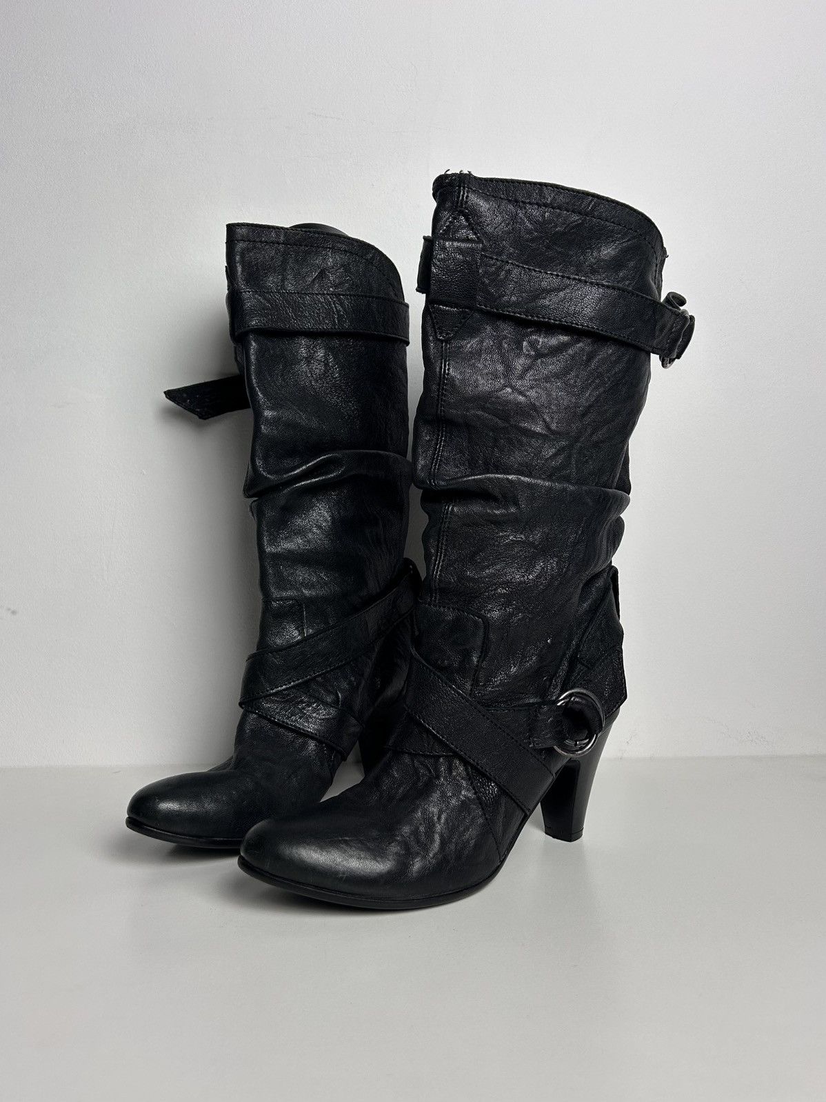 Other Vintage Italian leather heeled boots with buckles Size US 8 / IT 38 - 5 Thumbnail
