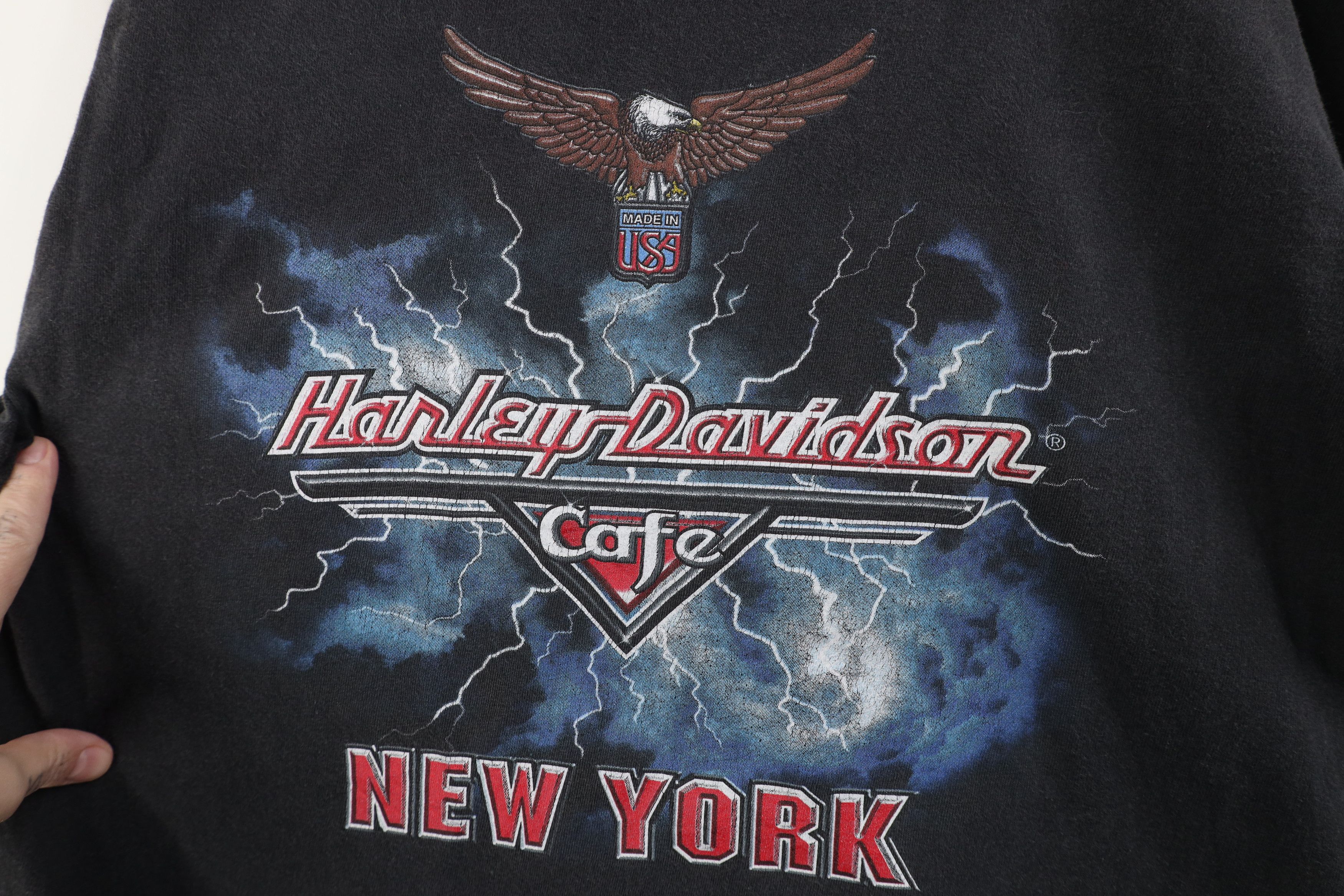 Harley Davidson Vintage 90s Harley Davidson Cafe New York Lightning T-Shirt Size US L / EU 52-54 / 3 - 11 Thumbnail