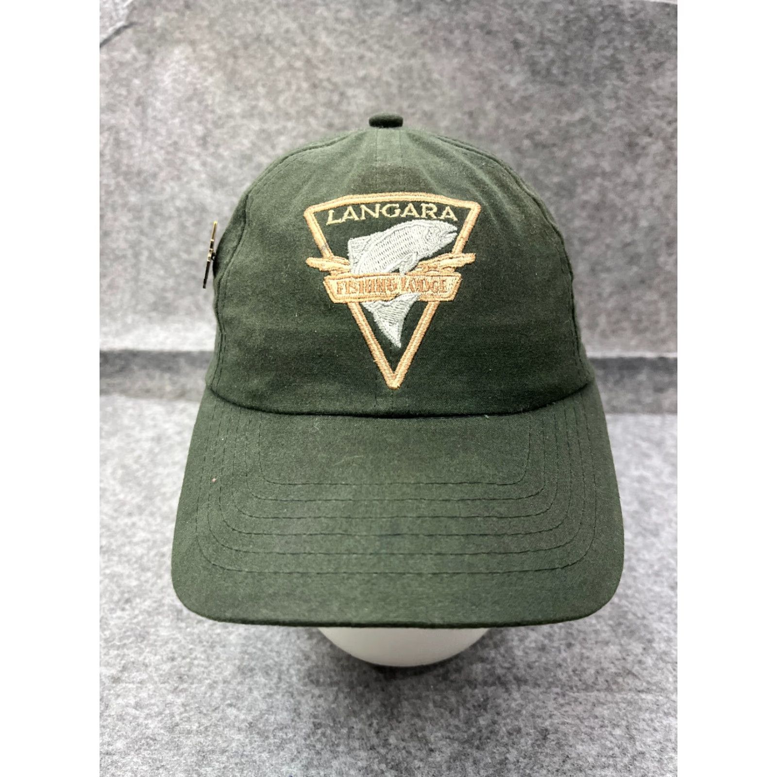 Vintage Langara Langara Fishing Lodge 20 Years Hat Cap Strap Back Adult OS Green Cotton Twill w/ Pin Vintage: No Size ONE SIZE - 2 Thumbnail