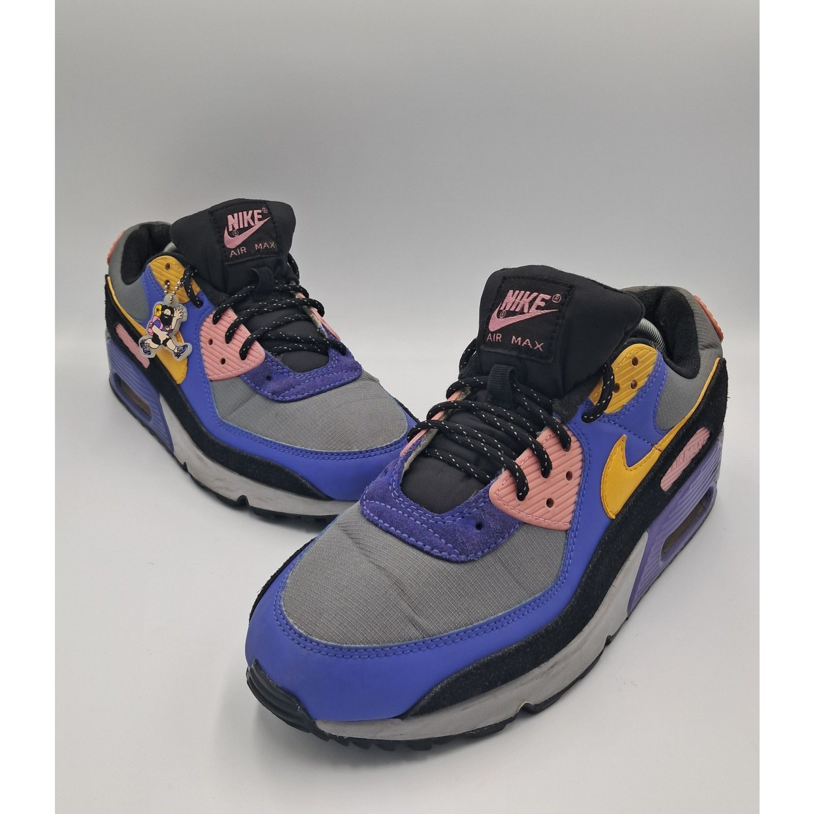 Nike Air Max 90 Black Atlantic Blue DM0029-001 Men\'s Size 8 NEW. Nike Air Max 90 Black/Atlantic Blue/Voltage Yellow/White  main image 4