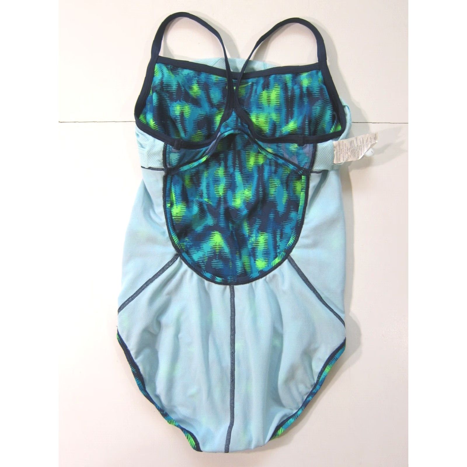 Nike Nike Blue Green Geometric Racerback Slimming Team One Piece Swimsuit Women 10 Size ONE SIZE - 4 Thumbnail