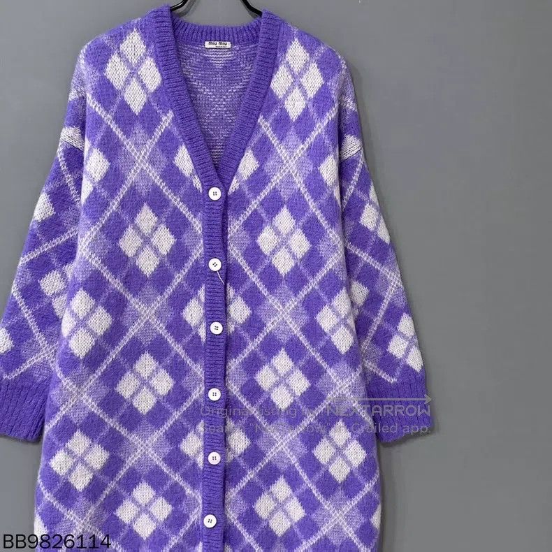 Miu Miu Miu Miu 38 Mohair diamond lattice knit cardigan Size M / US 6-8 / IT 42-44 - 2 Thumbnail