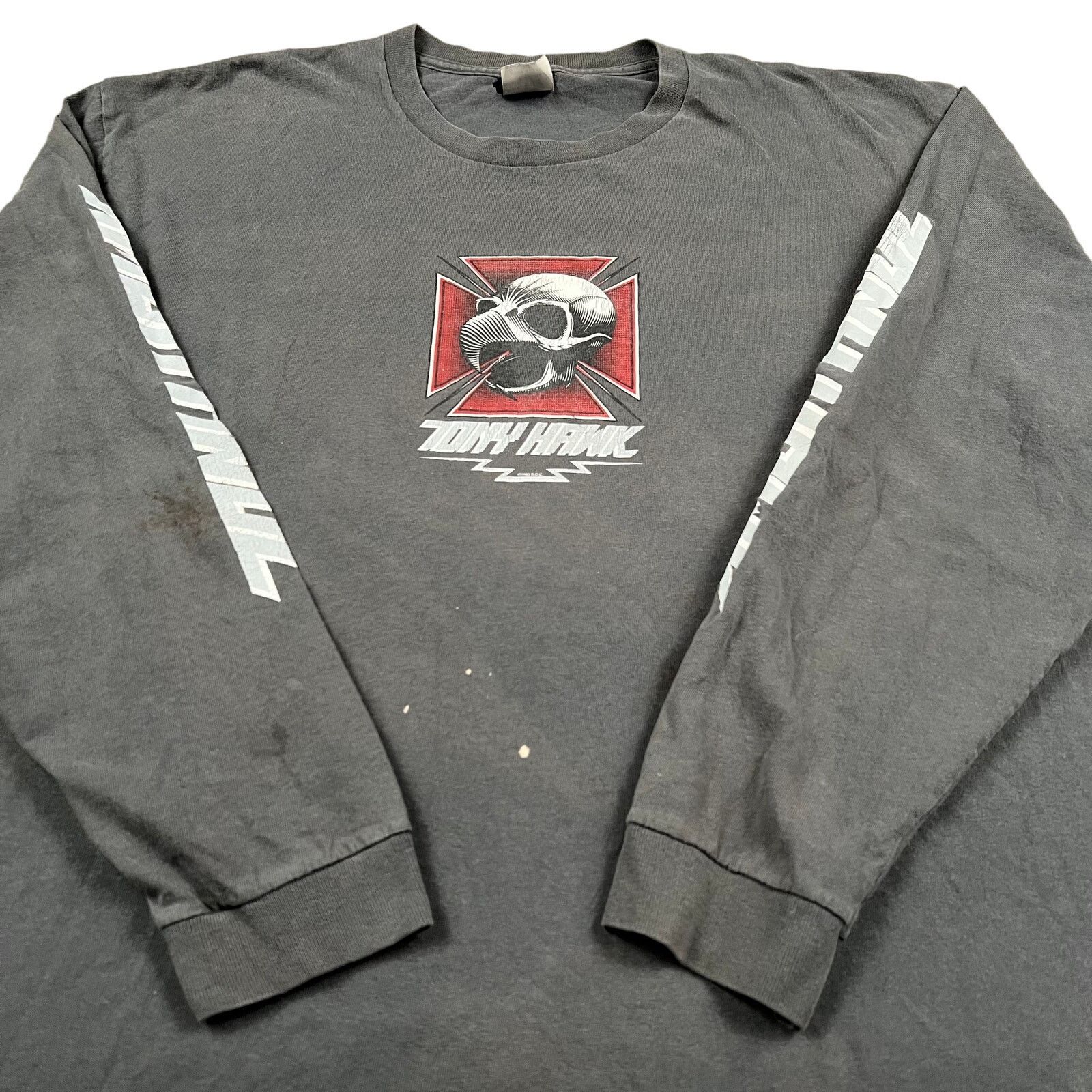 image of Tony Hawk Skate Graphic Long Sleeve T Shirt in Grey, Men's (Size Large)
