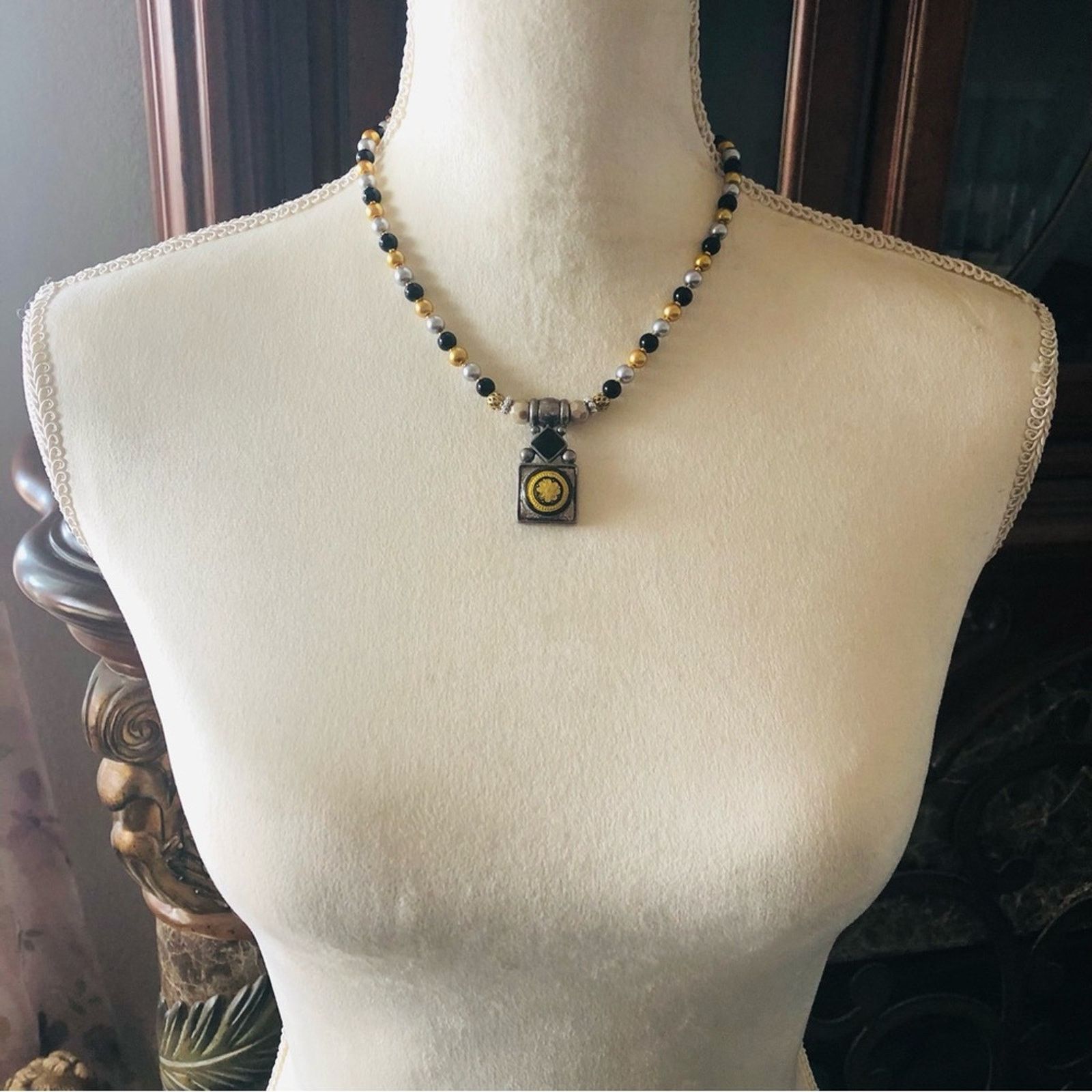 Handmade Handcrafted repurpose black chalcedony Pearl necklace Size ONE SIZE - 5 Thumbnail